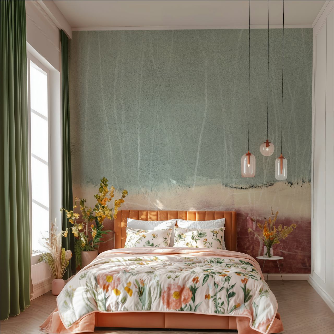 Color and texture study wallpaper in a room