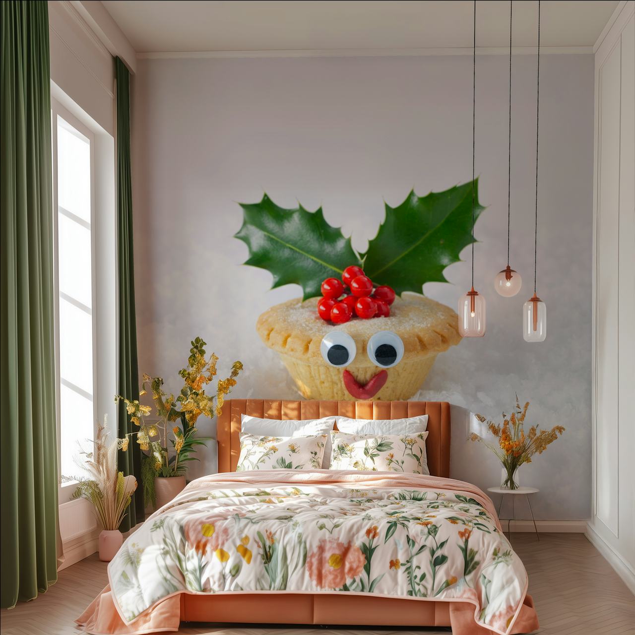 Mince pie wallpaper design in a room