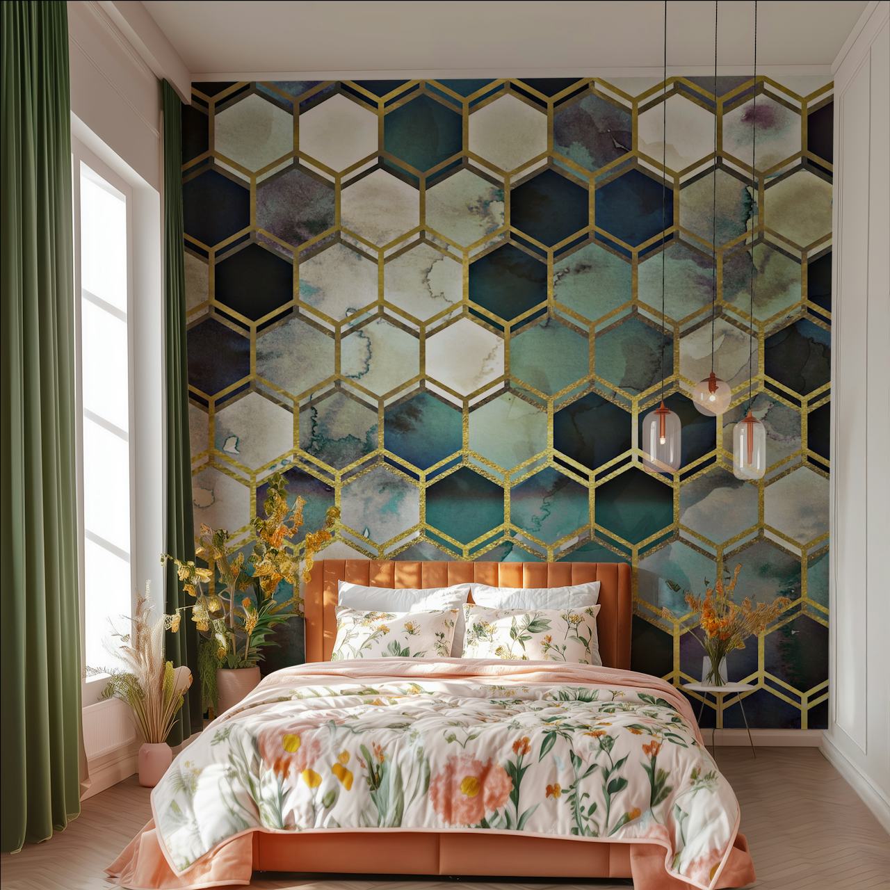 Rugged Marble Blue Behang In Een Kamer