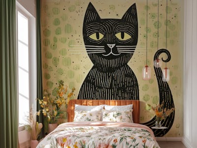 Folk Art Black Cat