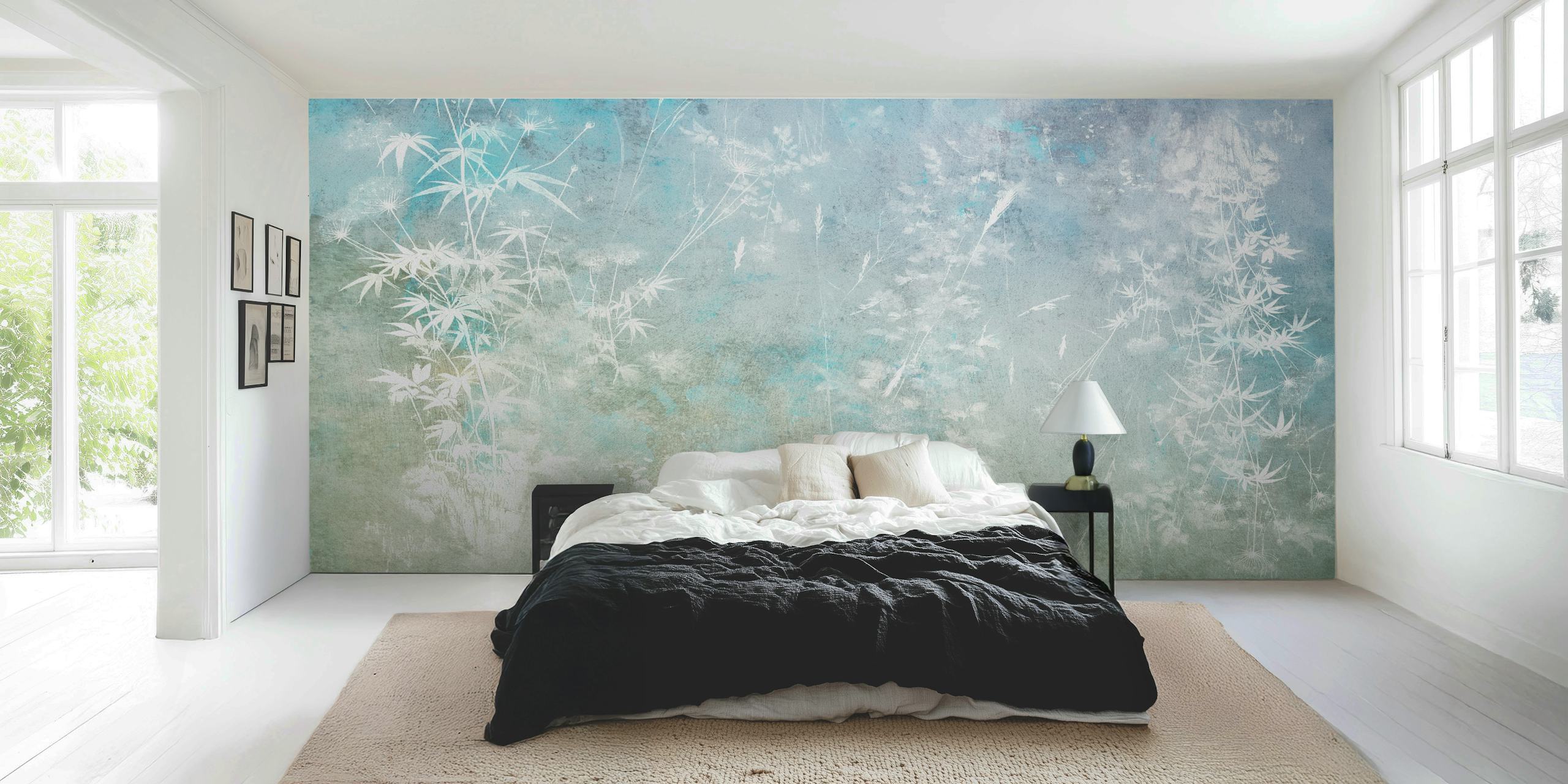 Ethereal Bamboo Mist wallpaper in a room