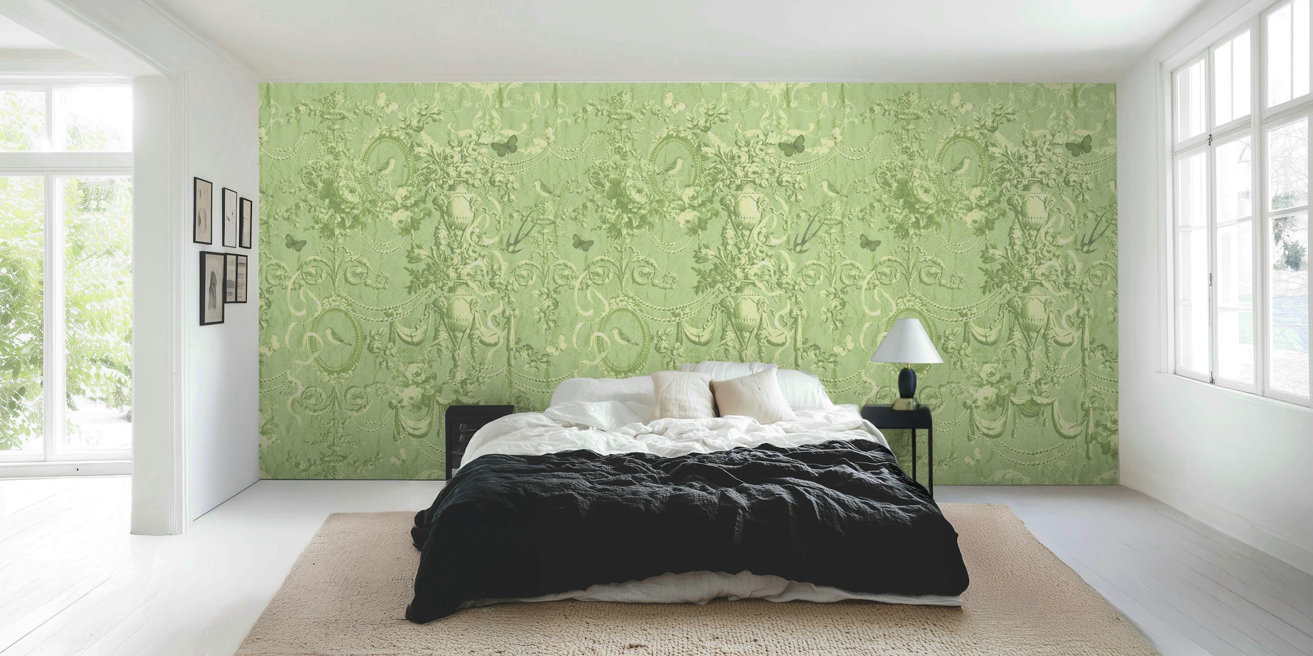 Pistachio Verdant Classic Art wallpaper in a room