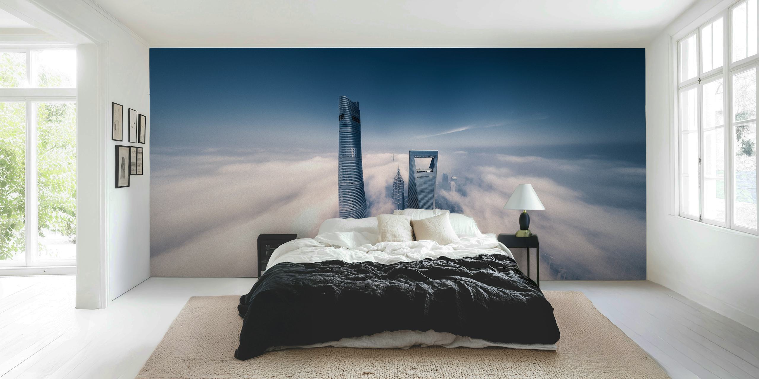 Shanghai Tower Tapete in einem stilvollen Raum