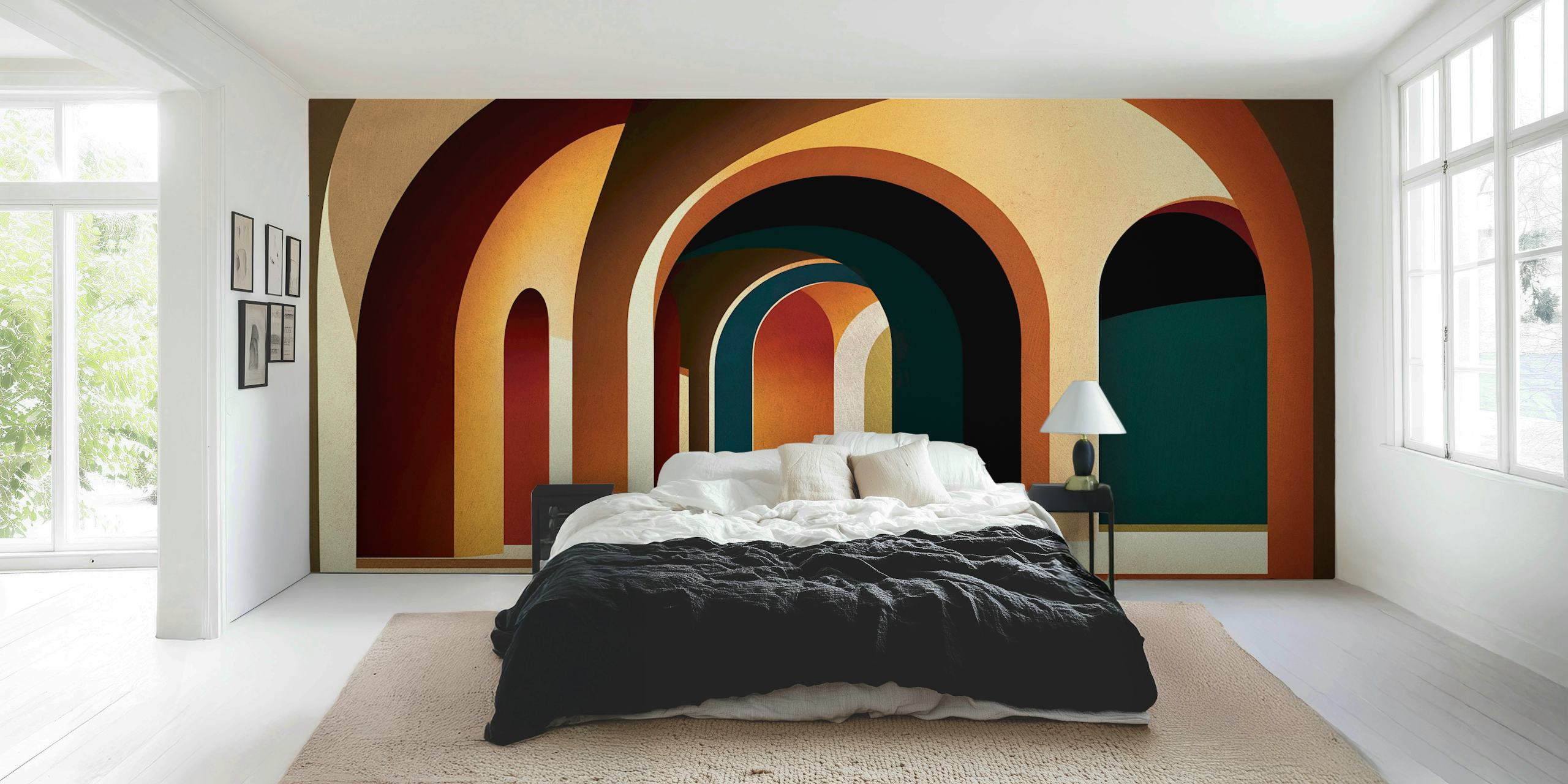 Earthy toned arches in a modern style wallpaper