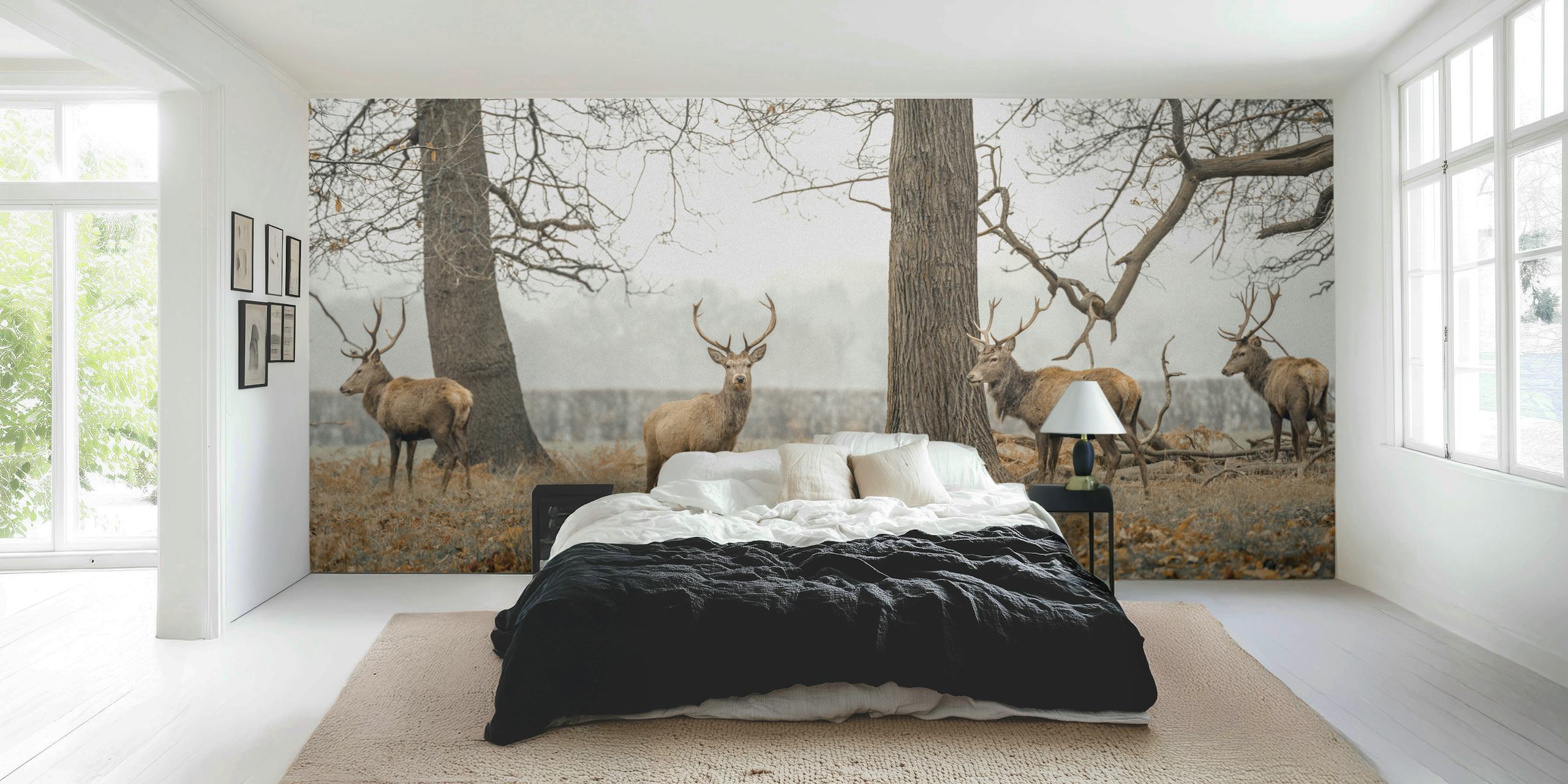 Ταπετσαρία Majestic Woodland Stags σε σαλόνι