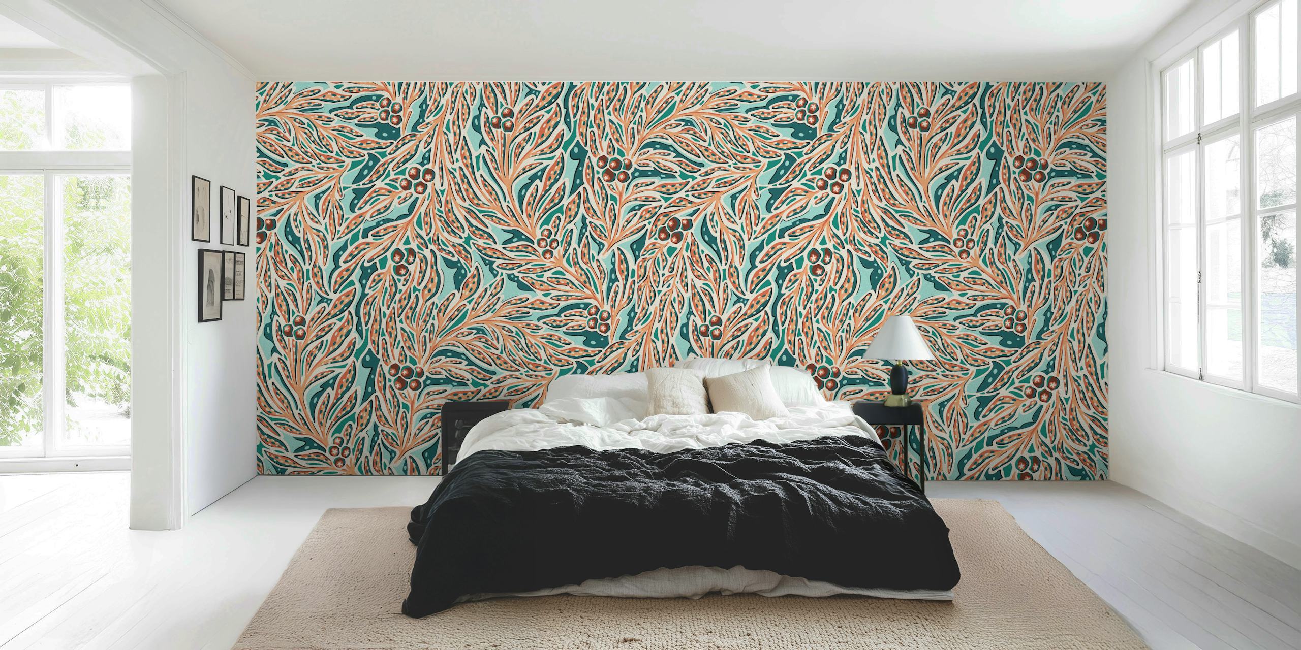 Design tapety Abstract palm leaves and fruit