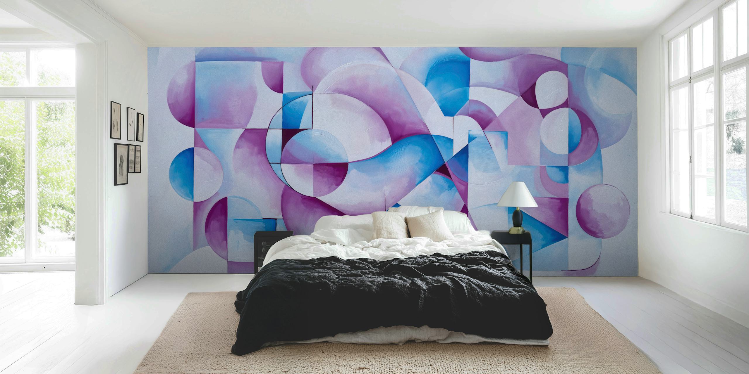 Purple and blue harmony wallpaper in a room