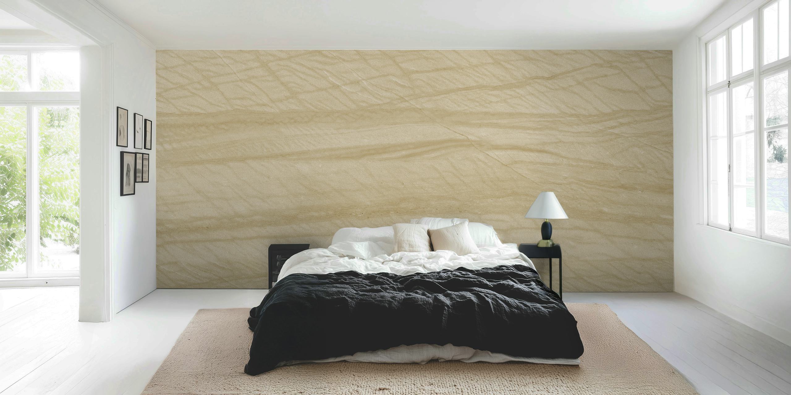 Beige natural stone pattern wallpaper with subtle lines