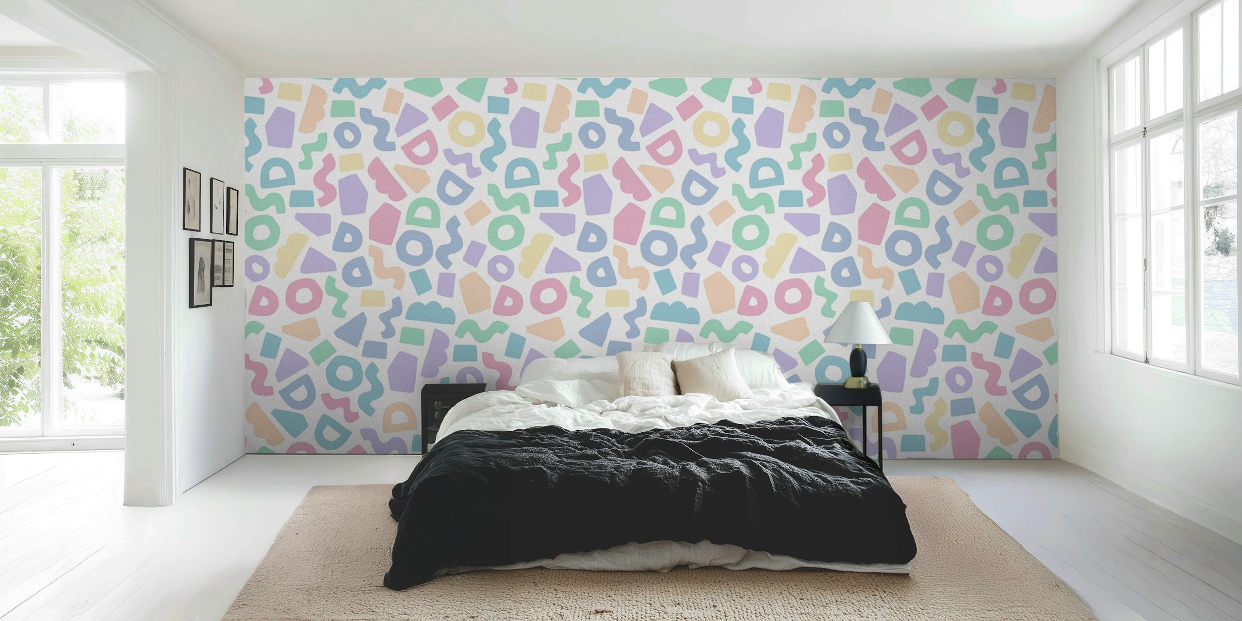 Colorful rainbow abstract shapes pattern for wall mural