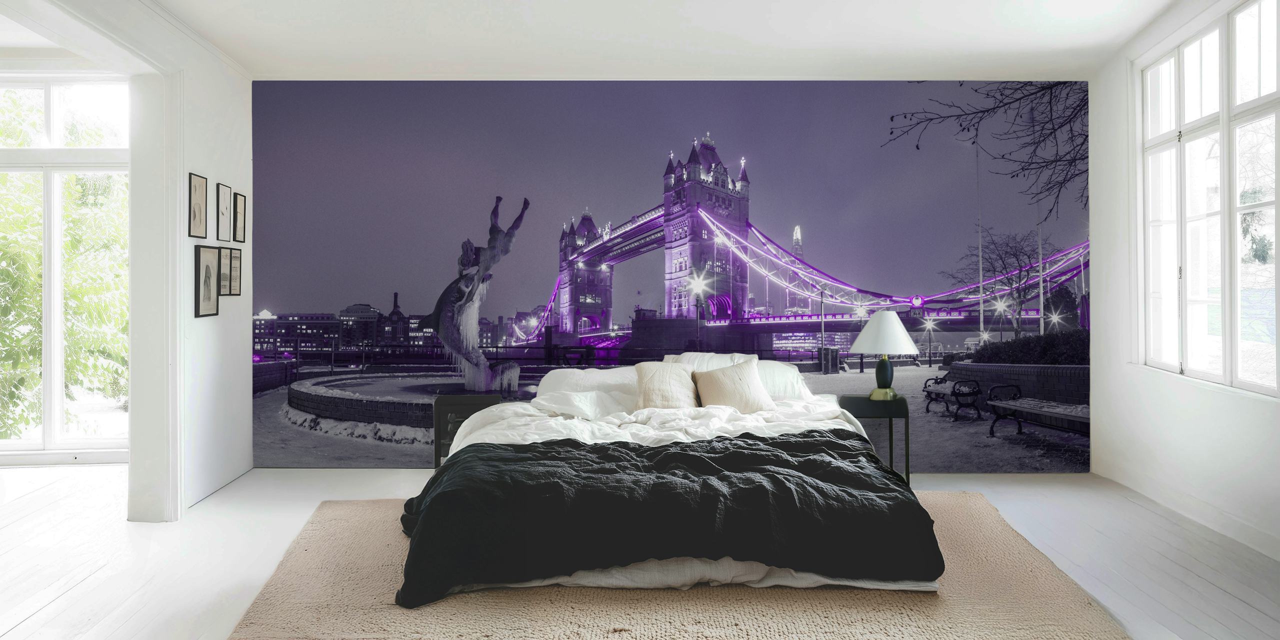 Papel de parede Dolphin fountain em um ambiente de quarto