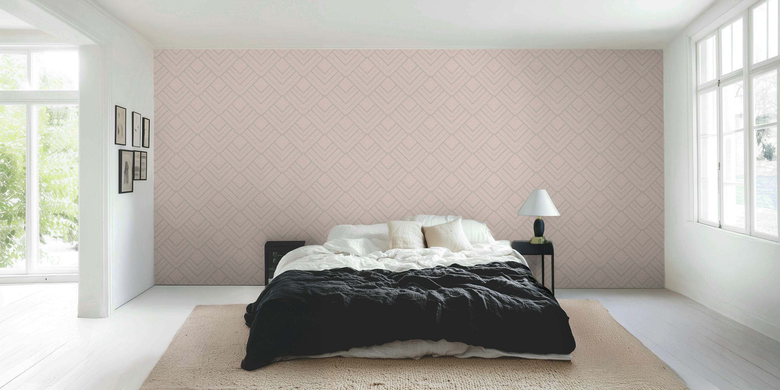 Παστέλ ροζ ρουζ Minimal Geo Wall Τοιχογραφία με γεωμετρικό σχέδιο