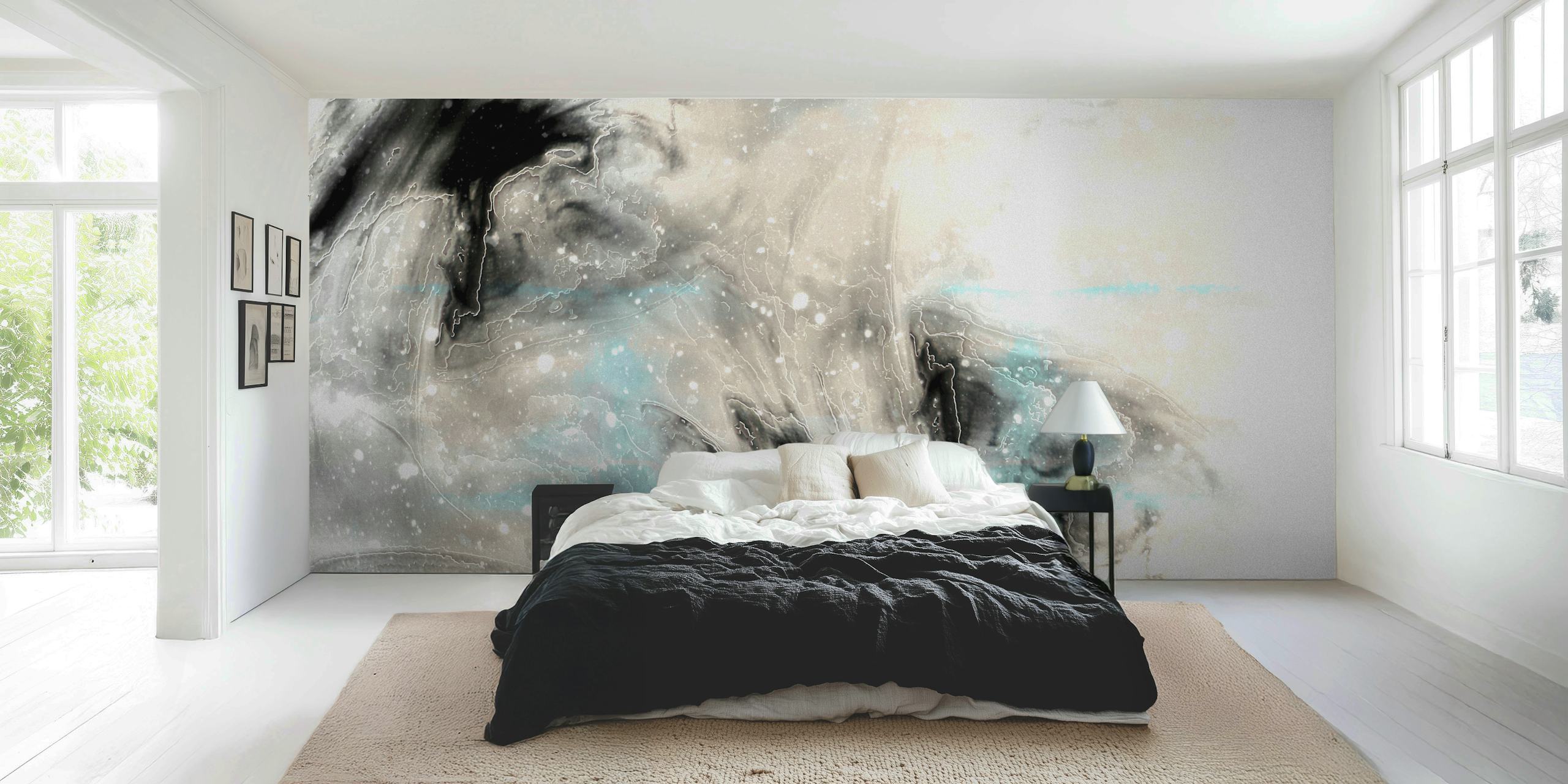 Waves Alcohol Ink wallpaper design in a room