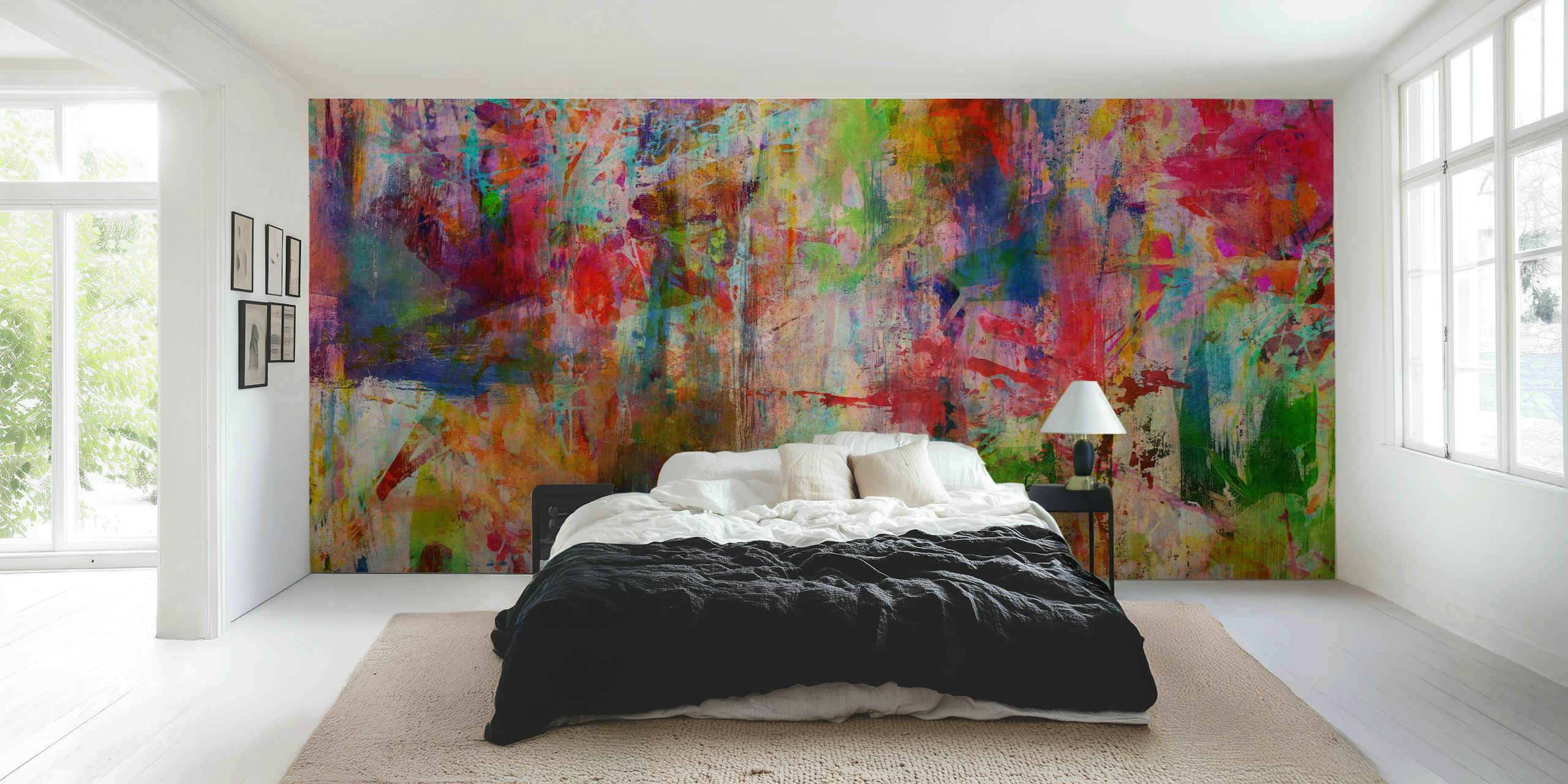 Colorful brush stroke patterns in vibrant hues wallpaper