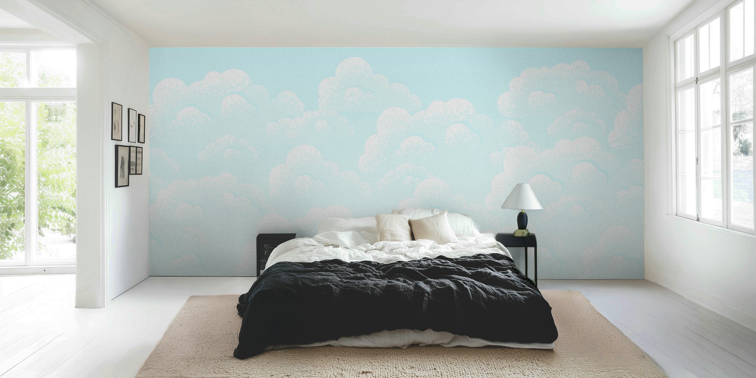 Papel pintado Blue vintage clouds en una habitación