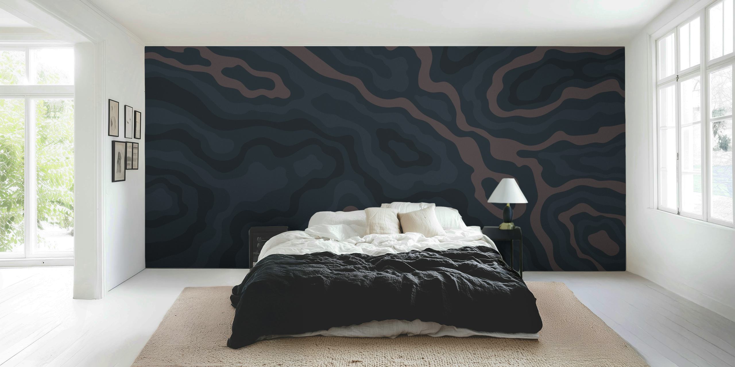 Abstract Maps Dark tapet i ett modernt rum