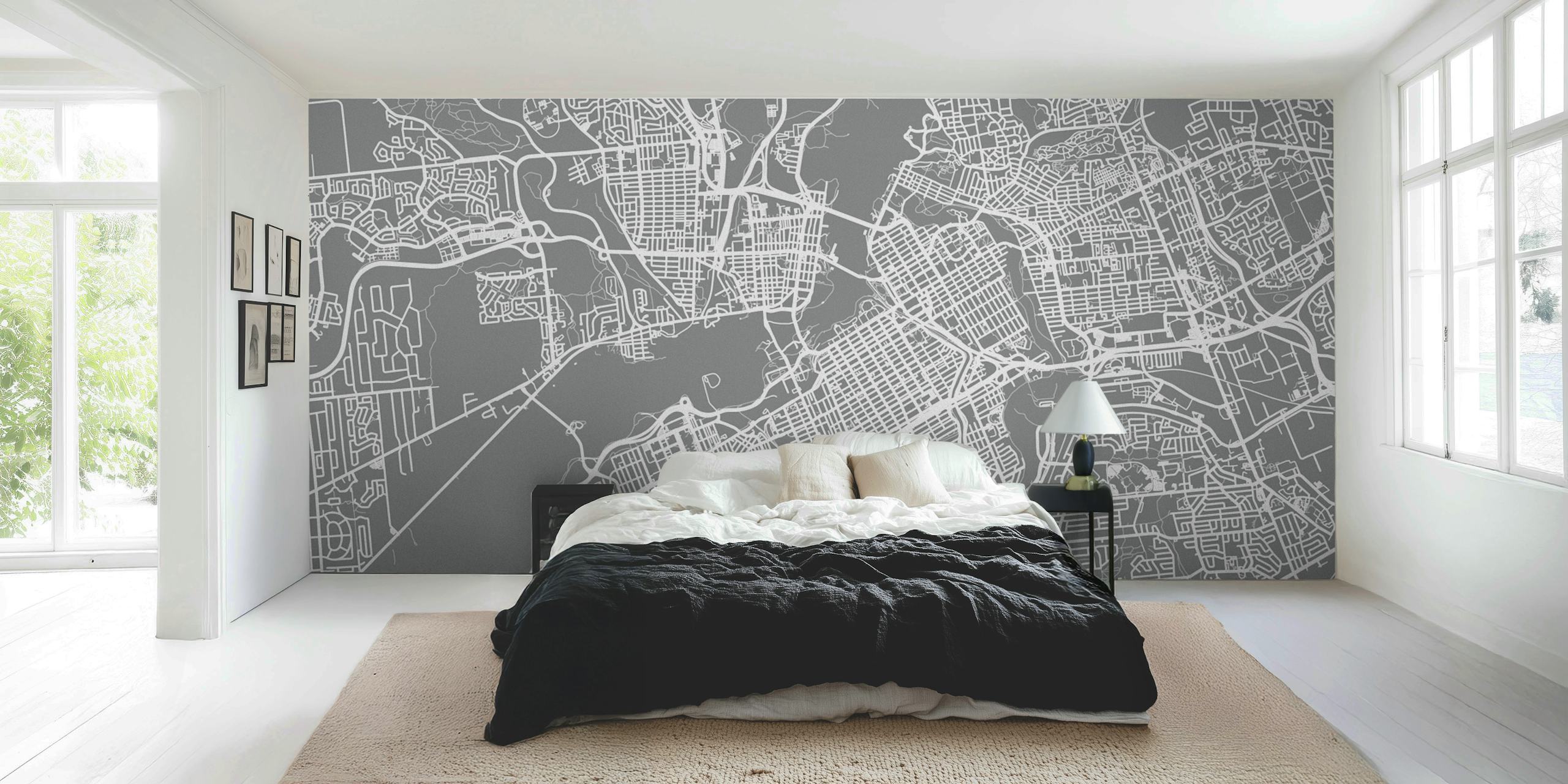 Ottawa city map in white lines on a gray background wallpaper