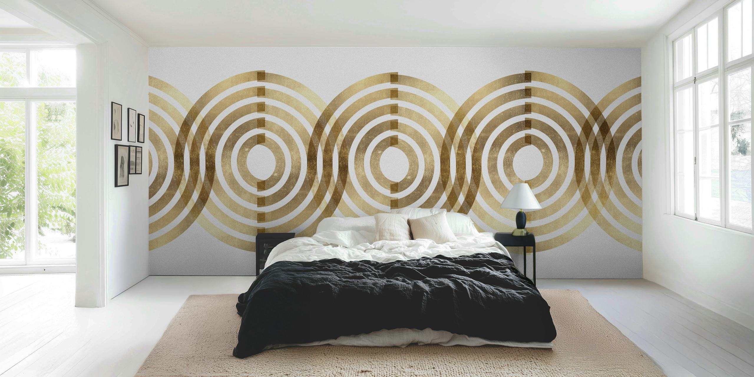 Ταπετσαρία Golden circles σε κομψό δωμάτιο