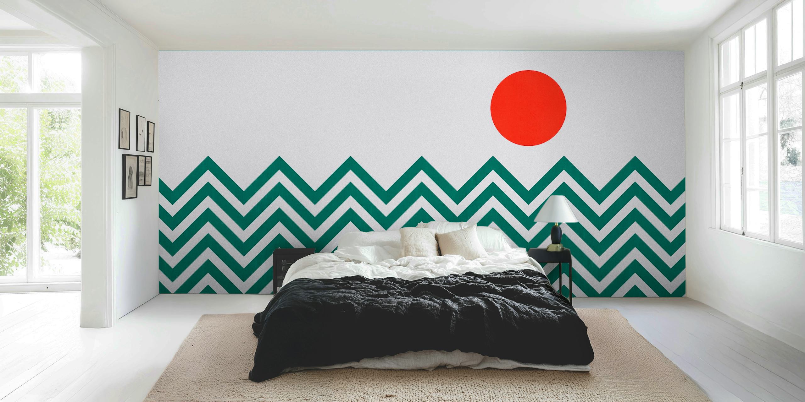 Papel de parede Chevron fashion 04 exibido em uma sala