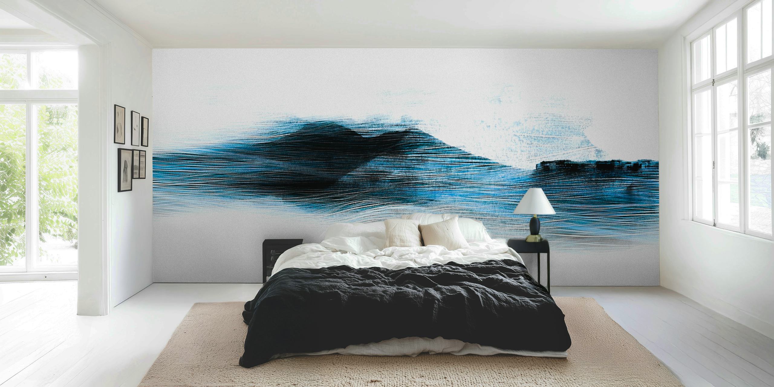 Indigo Horizon wallpaper in a modern room
