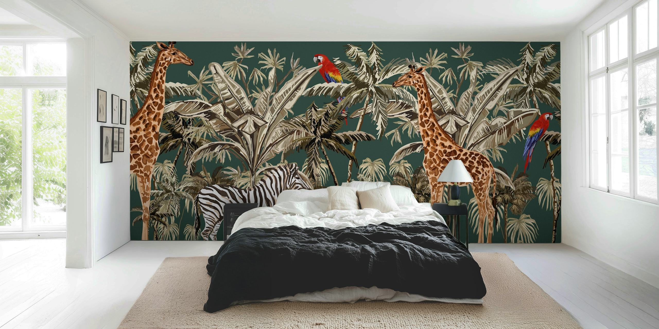 Tree animals wallpaper in a room
