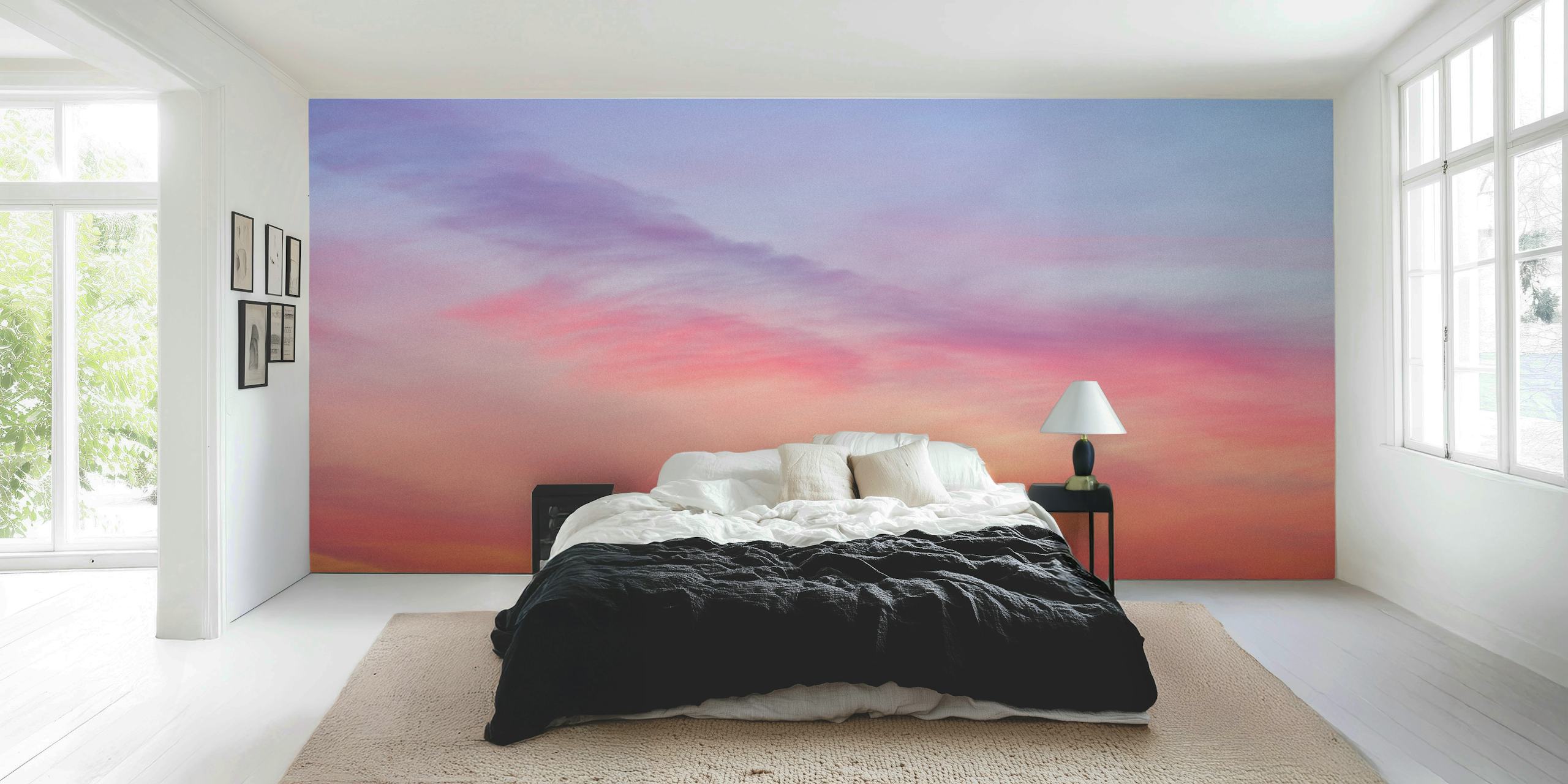 Twilight Reverie solnedgangshimmel veggmaleri med pastellfarger