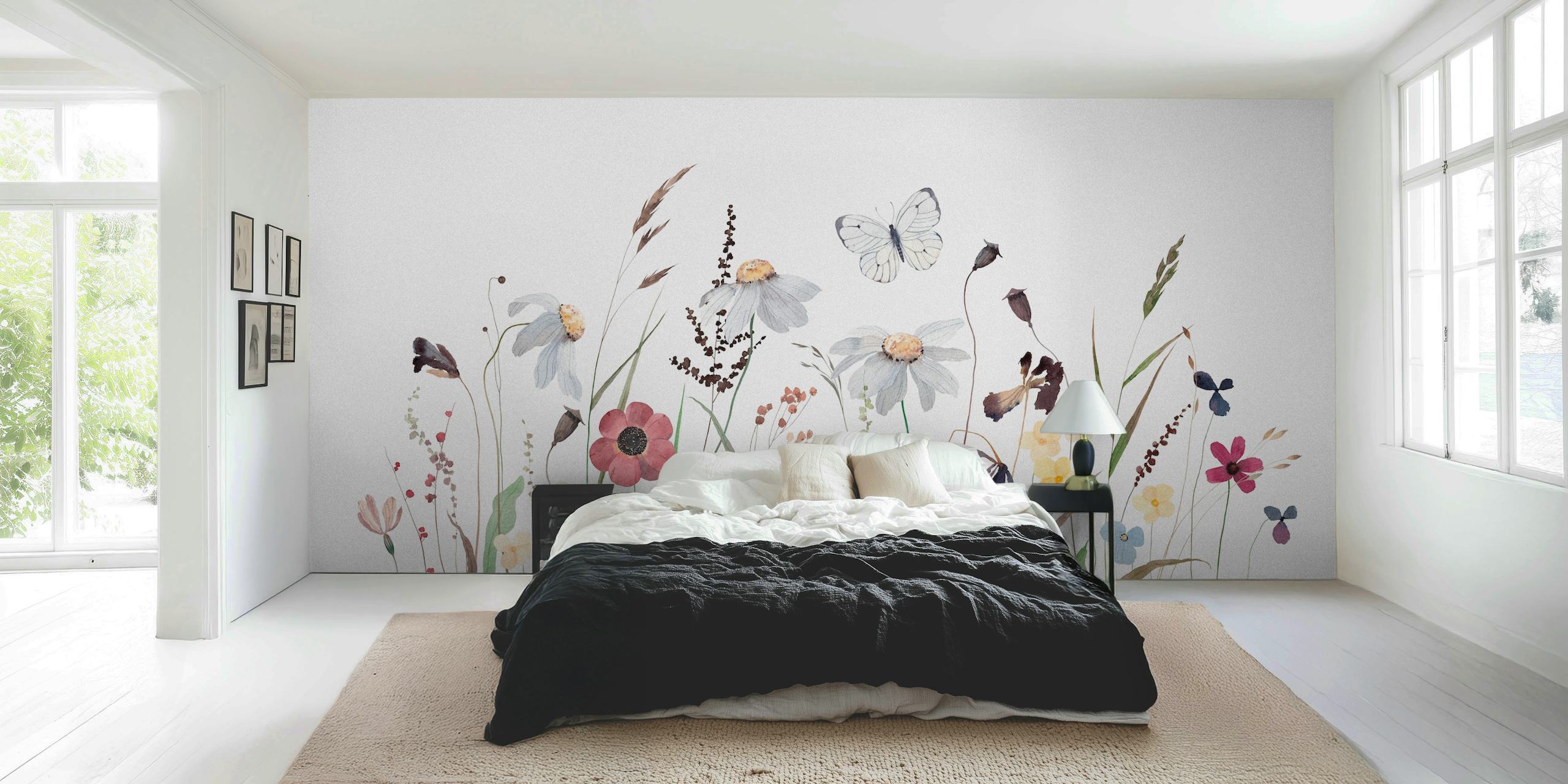 Wildflowers watercolor tapeta u sobi