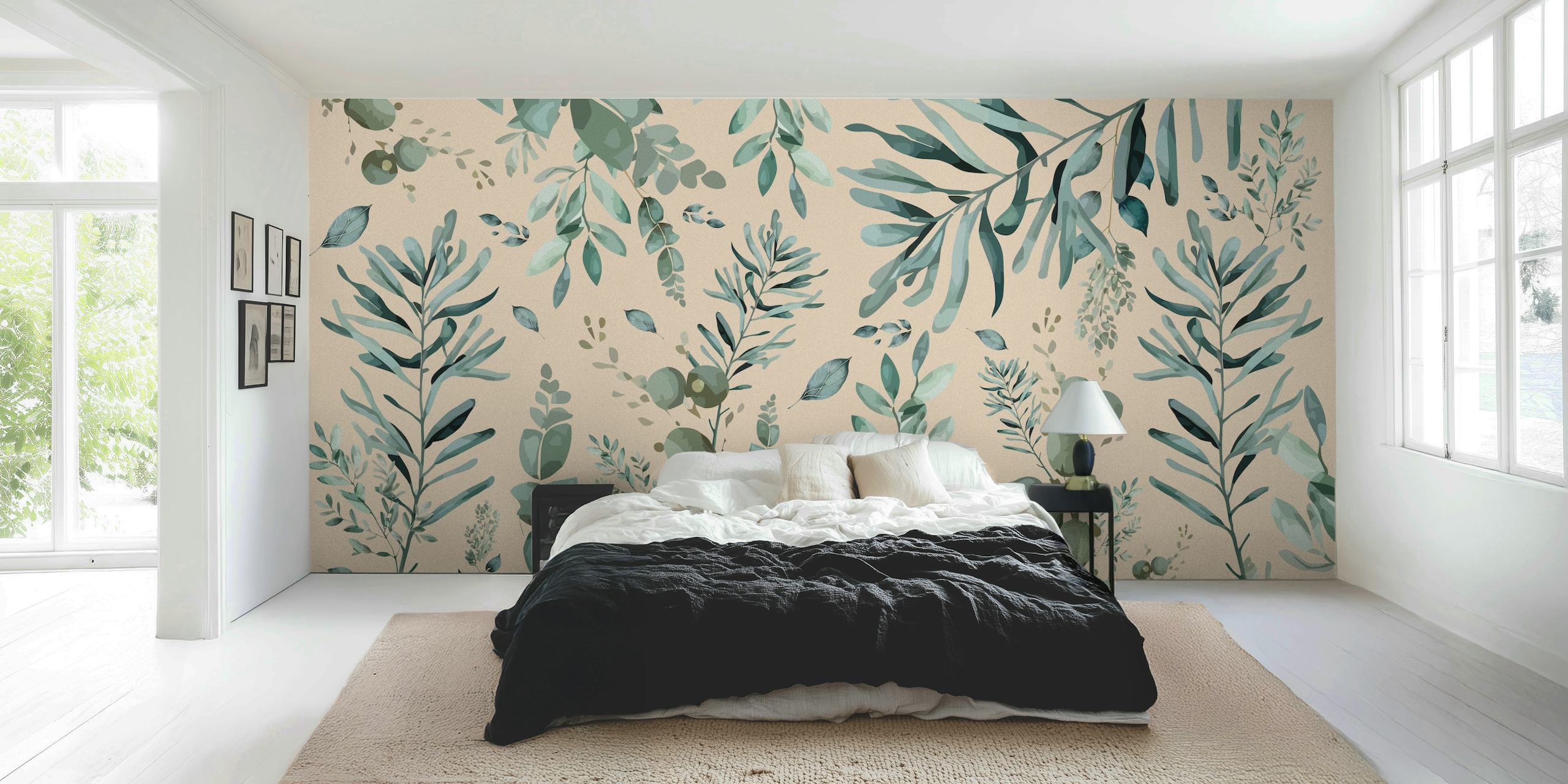 Botanic leaf wallpaper i et rom