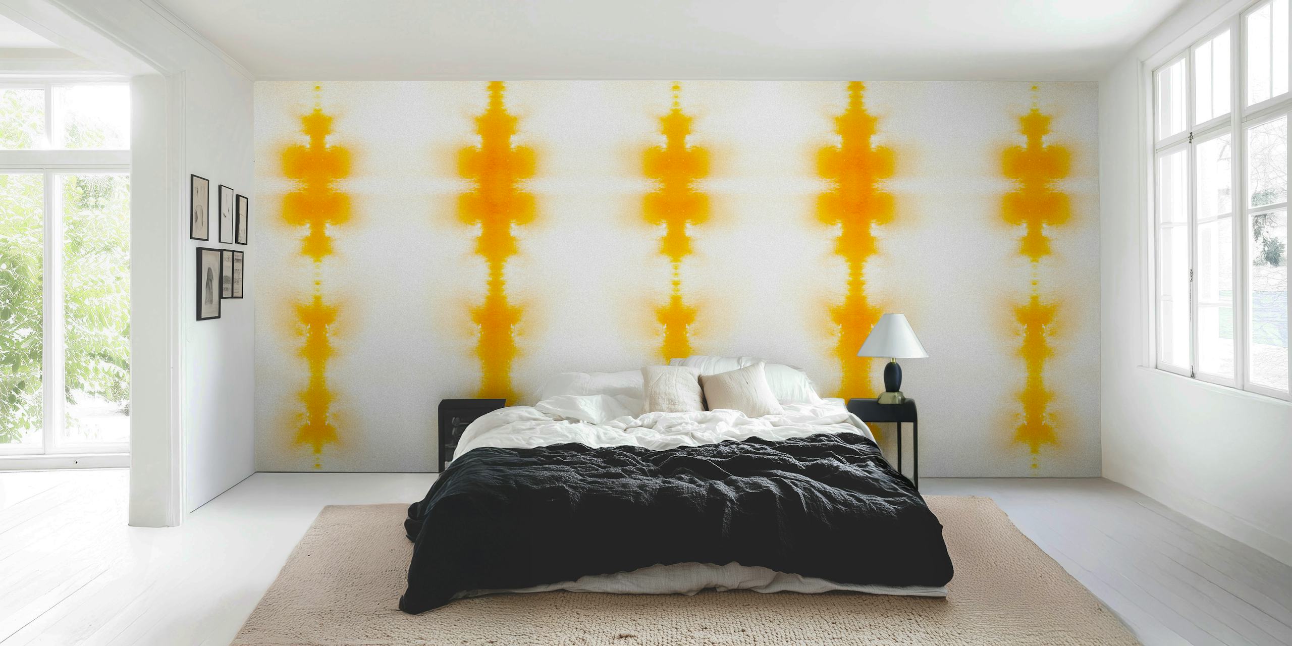 Yellow abstract striped pattern wallpaper