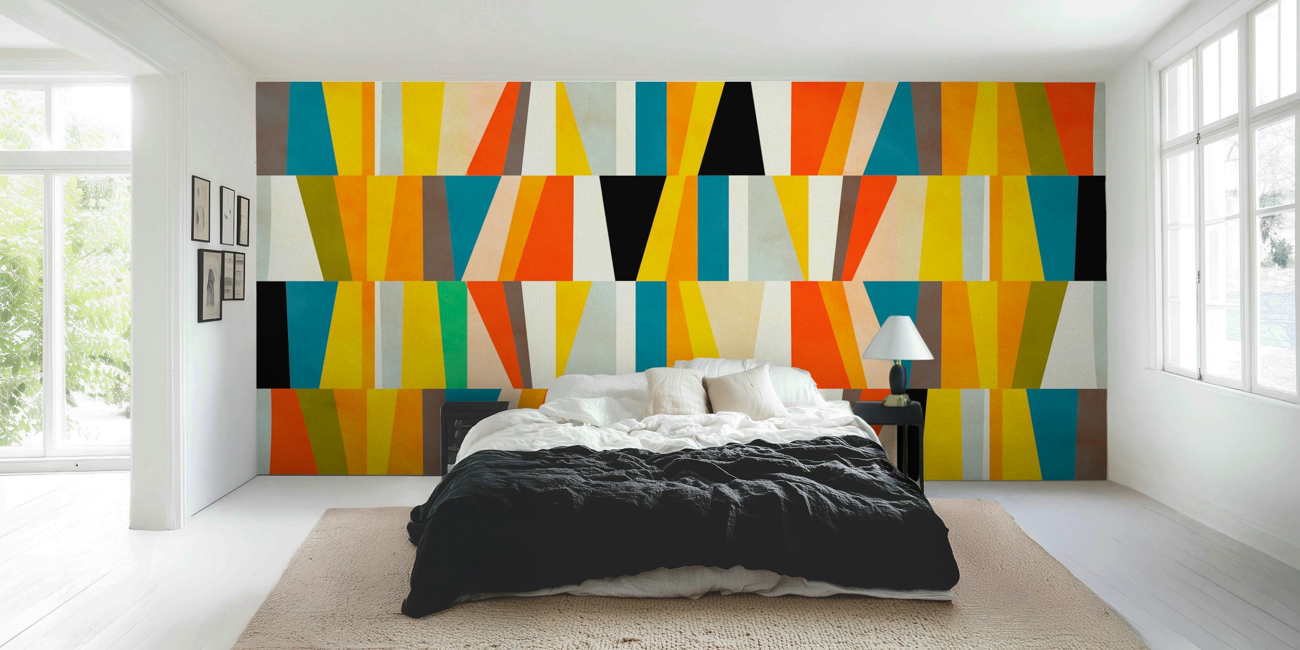 geometric parts colored tapet i et rum