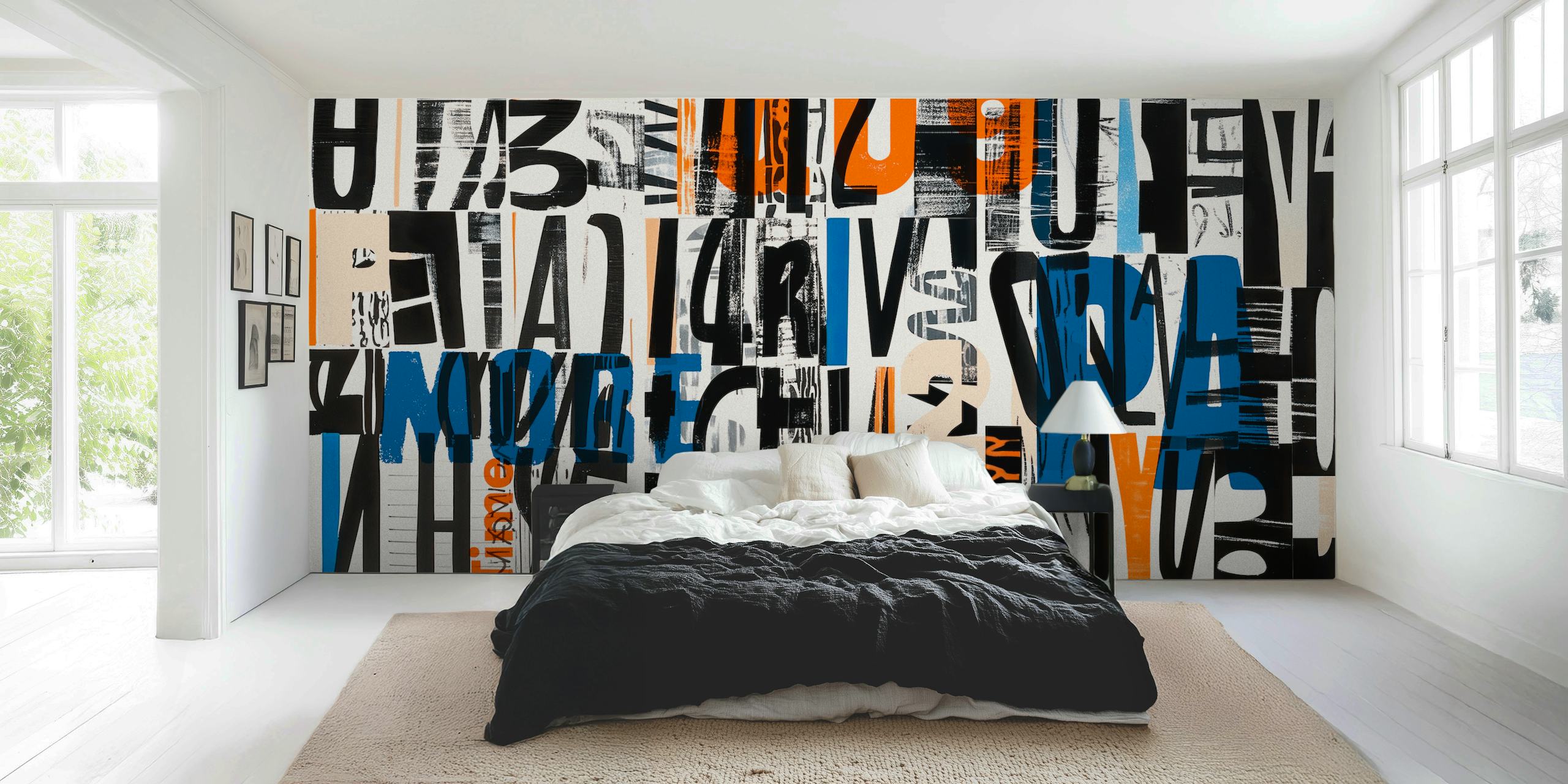 Grunge Typo Street Art tapet i et moderne rom