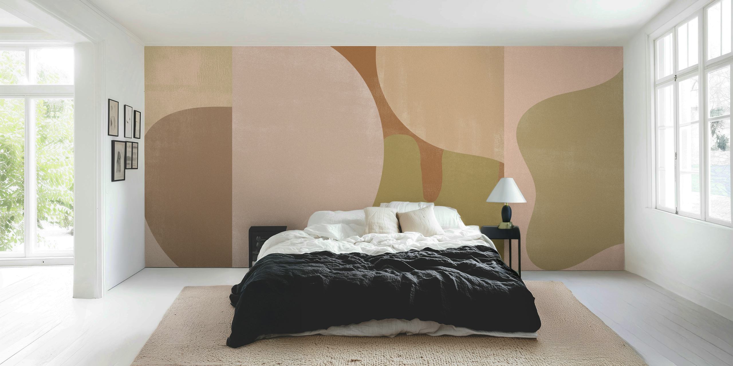 Abstract Scandinavian wallpaper displayed in a room