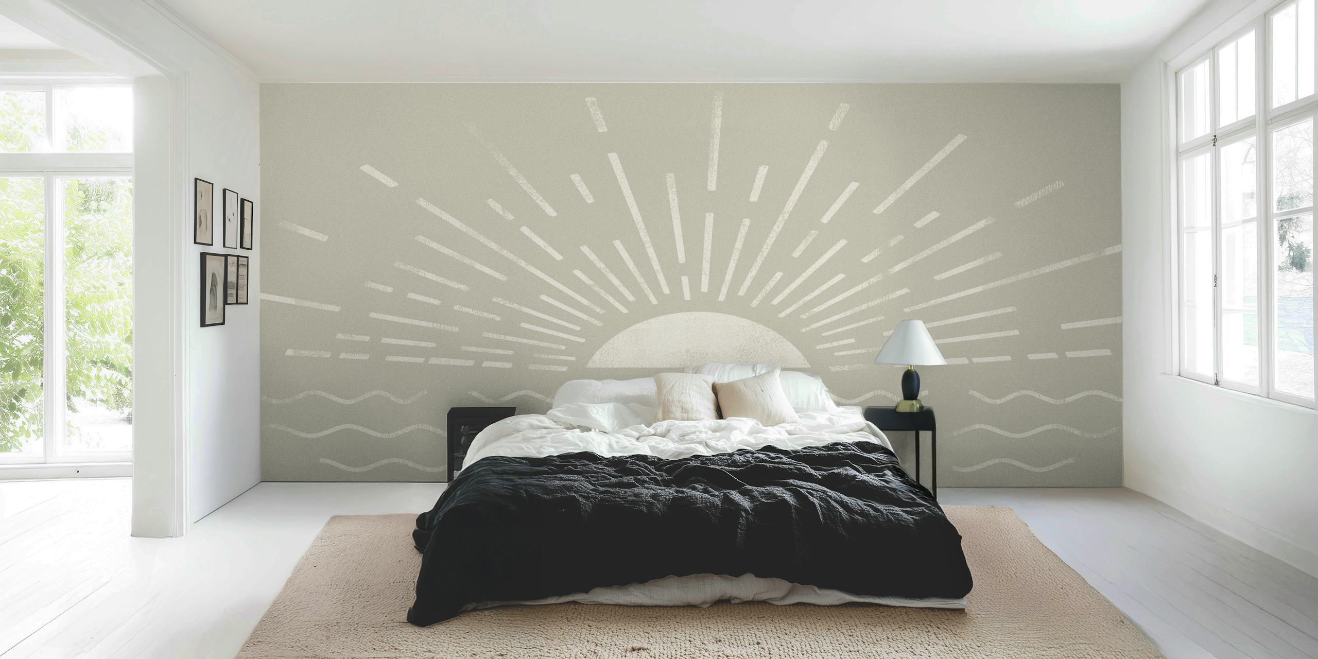 Summer Sunset Green wallpaper in a room
