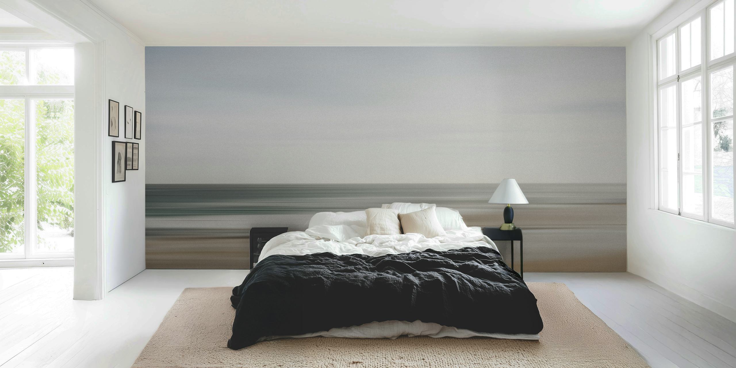 Abstract coastal design with light blue and beige tones wallpaper