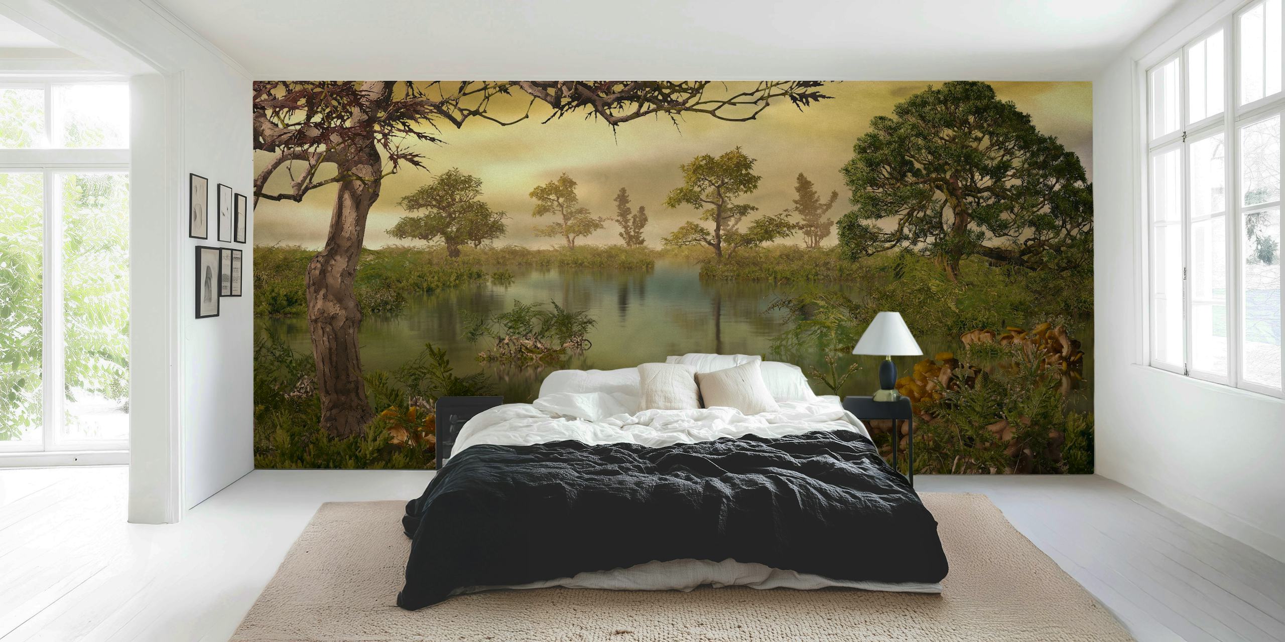 Autumn Dreams aquarel wallpaper in a room