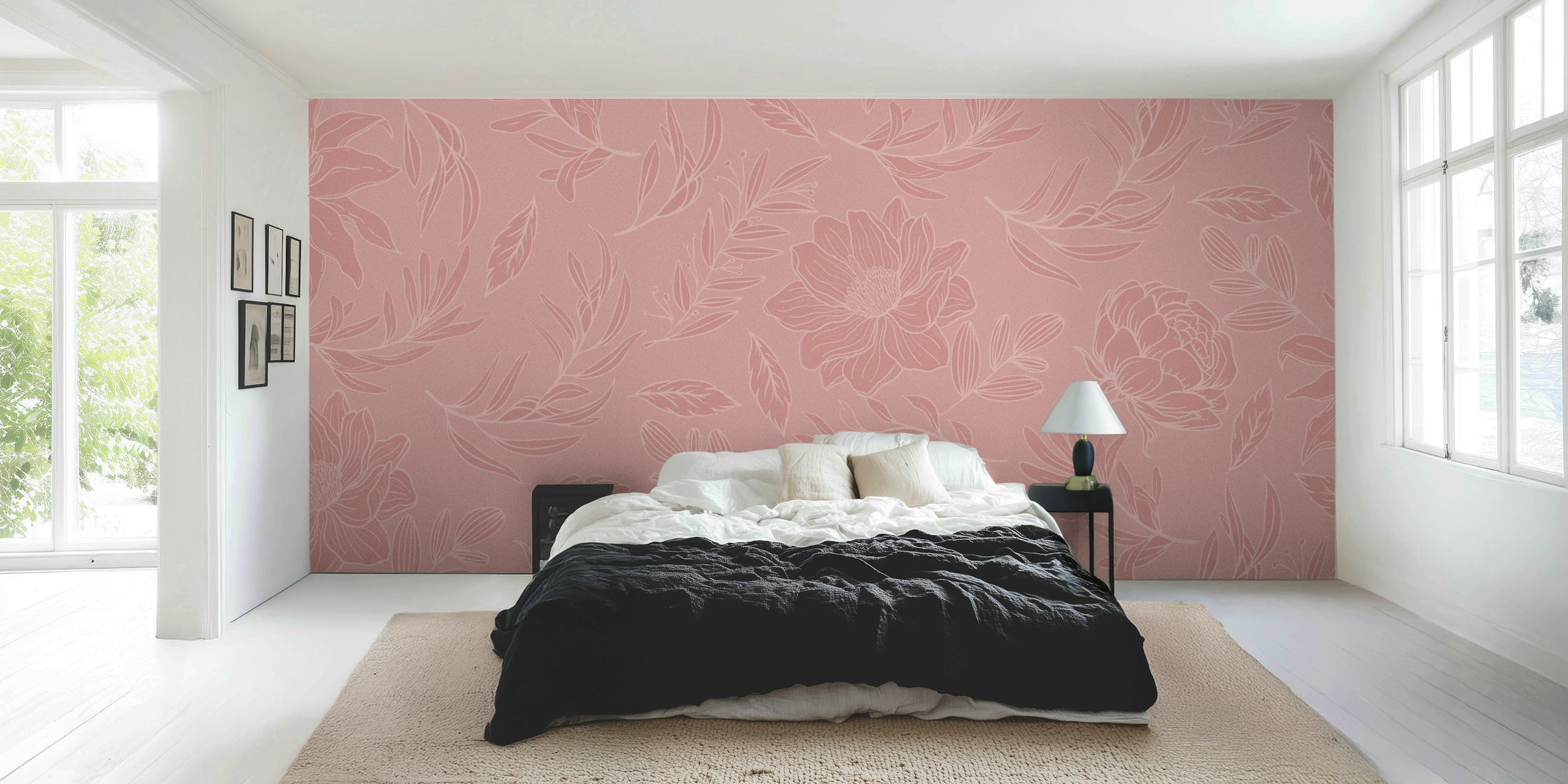 Floral behangontwerp in een kamer