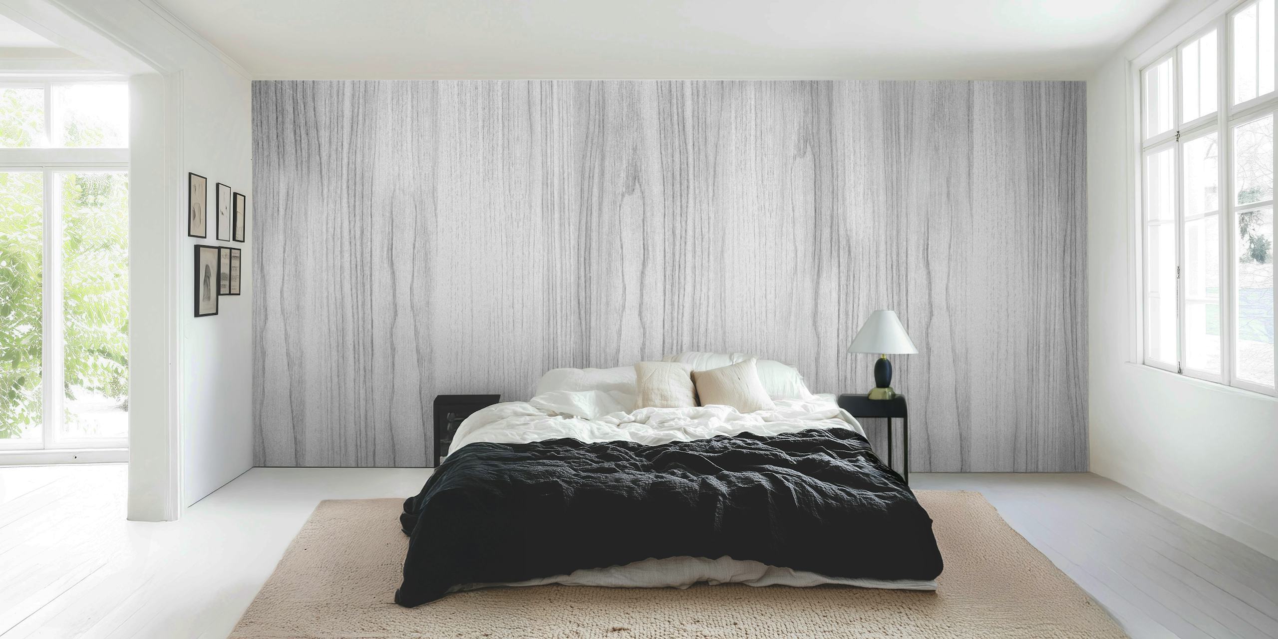 White wood surface wall mural with a detailed and textured design