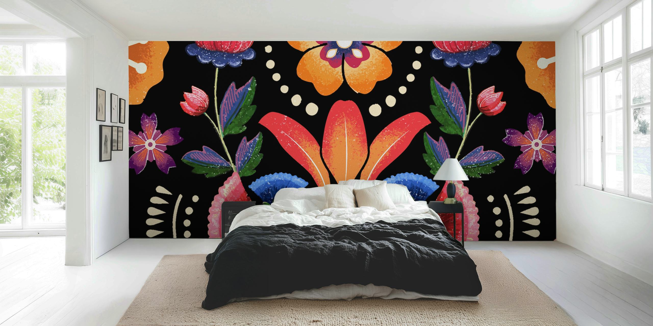 Frida Big Onix wallpaper in a cozy room