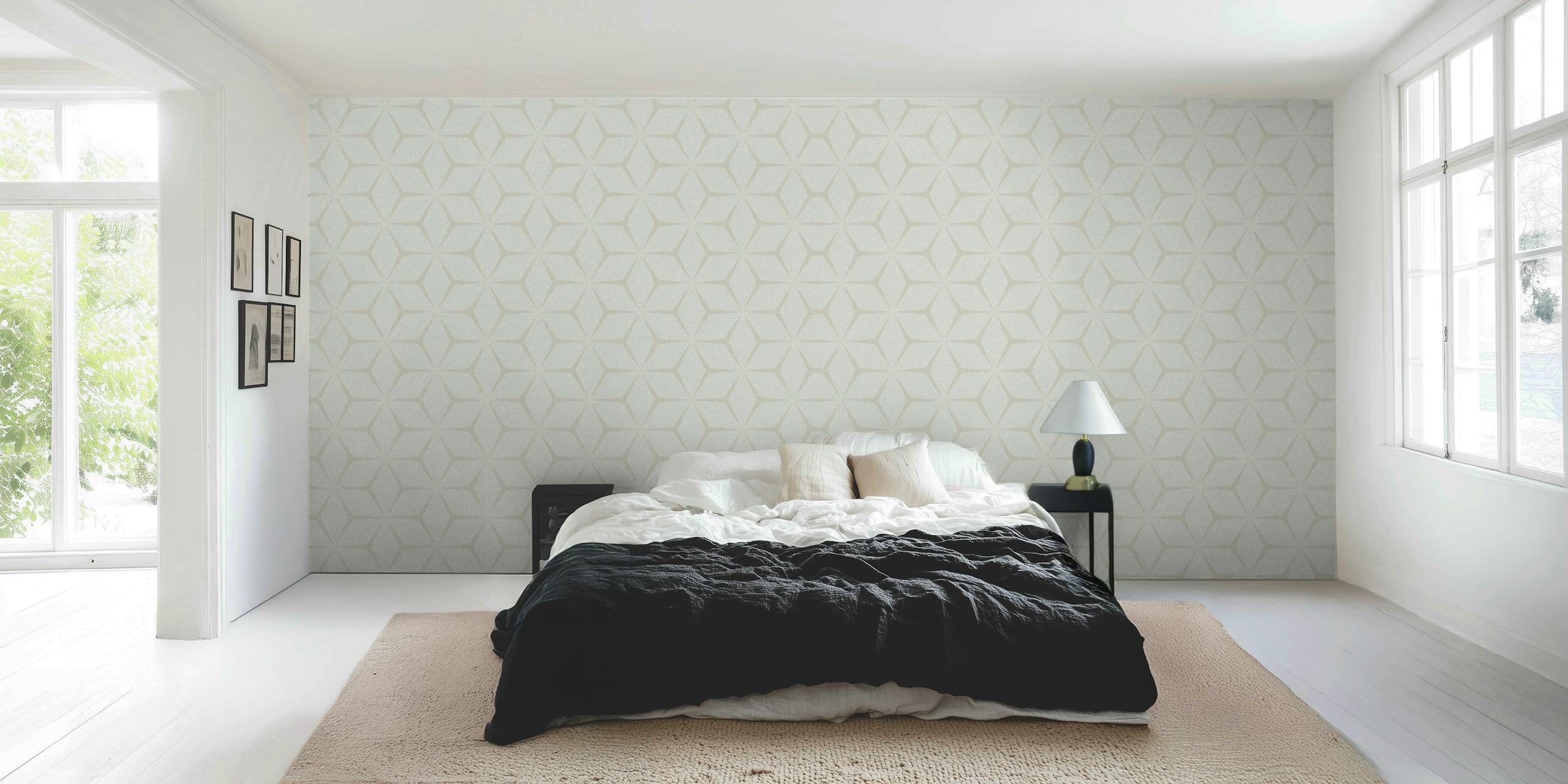 Papier peint Mid Century Cream dans une pièce