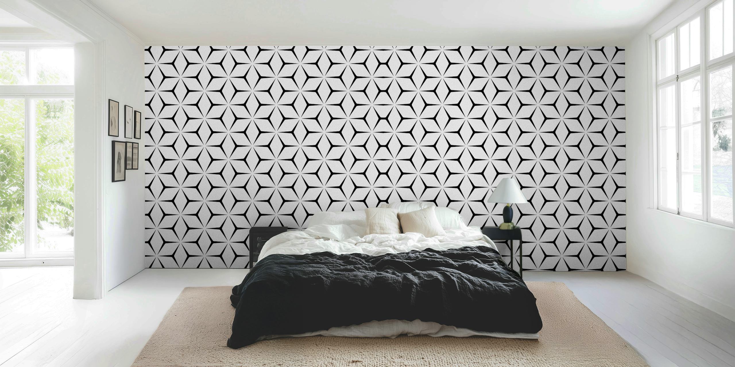Geometric pattern in black and white wallpaper