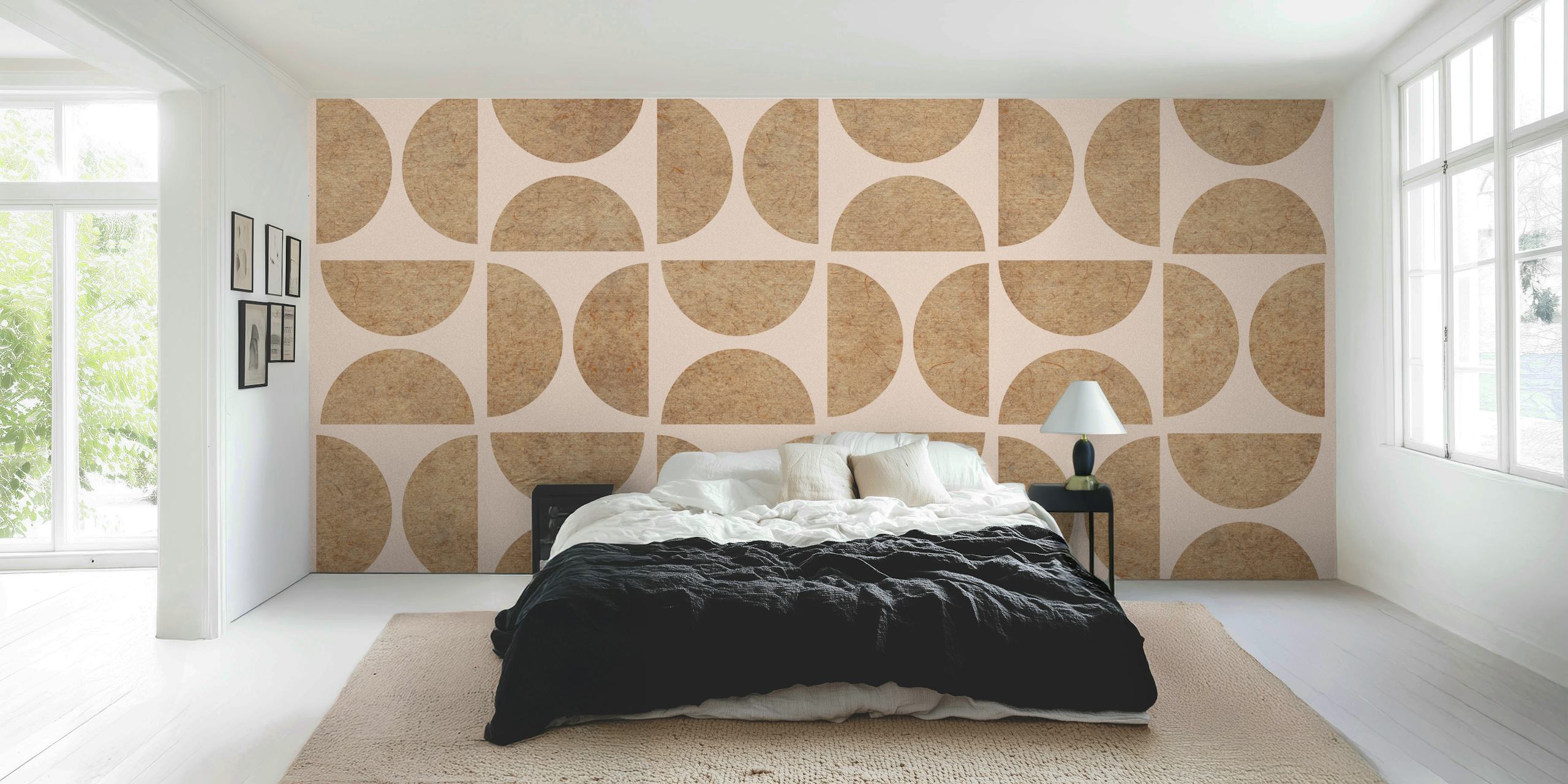 Mid Century Modern Japan Papercuts wallpaper in a room