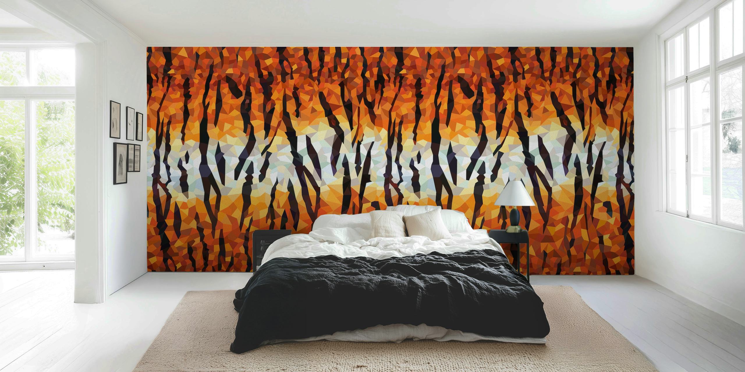 Tapeta Geometric tiger print u sobi