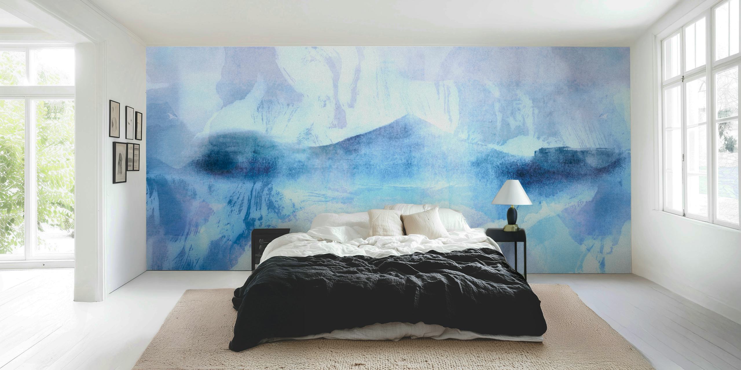 Dreamy Blue Hill wallpaper in a room