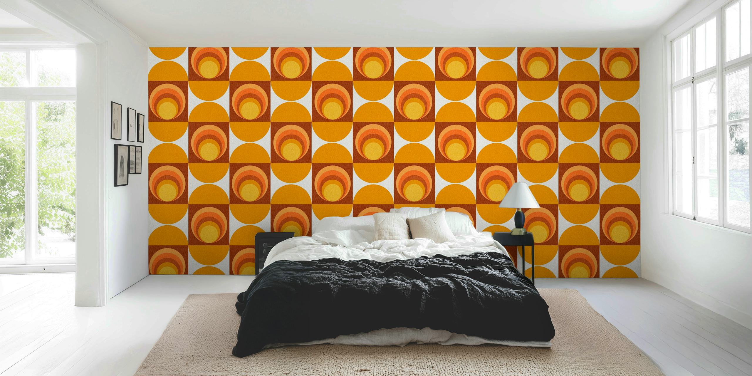 Vintage Abstract Geometry Pattern Orange Sun in Raumgestaltung