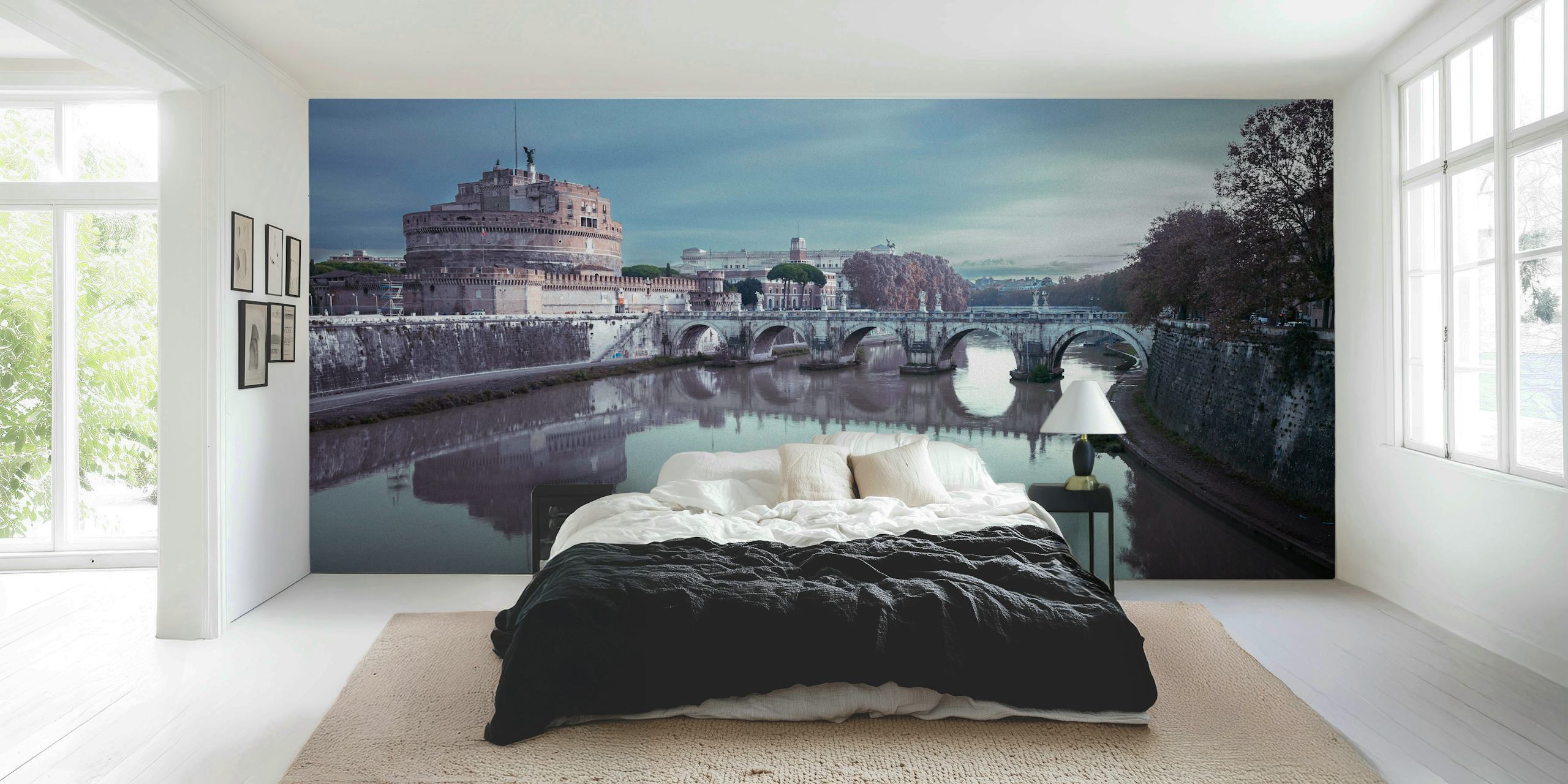 Castle St Angelo scenery blue grey color wall mural