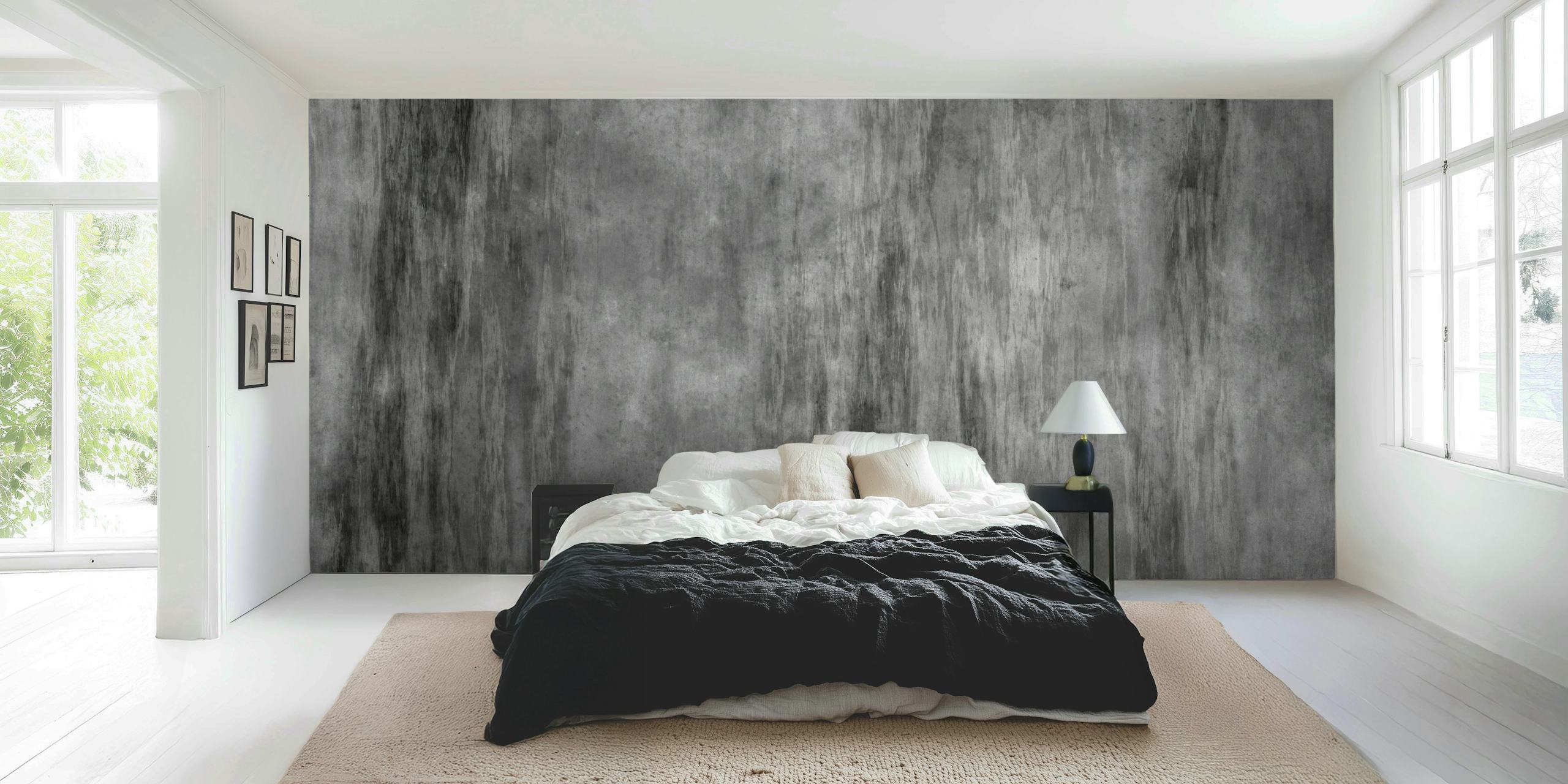 Distressed concrete wall wallpaper in a modern room