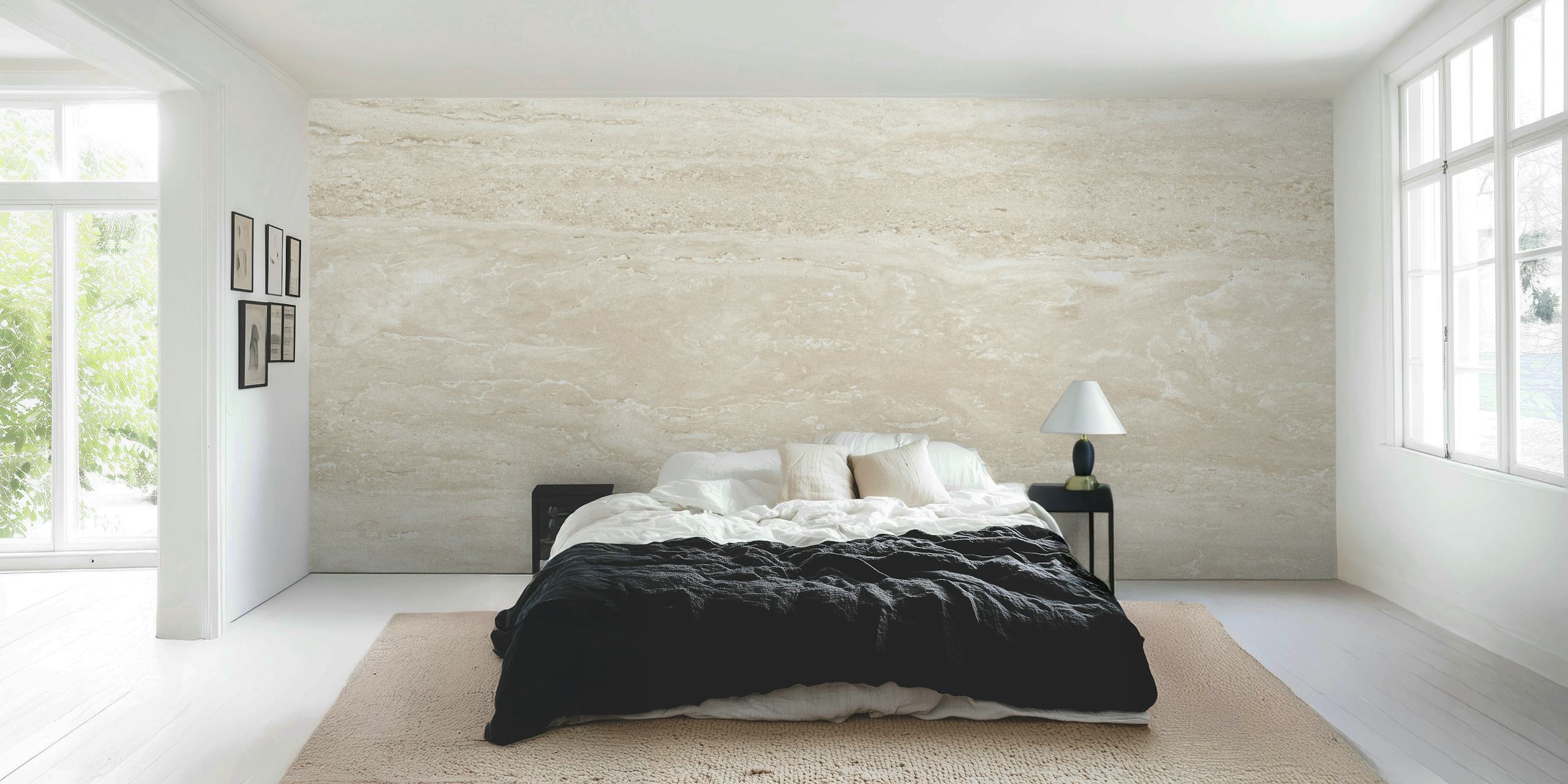 Kremet beige veggmaleri med lys travertinstruktur