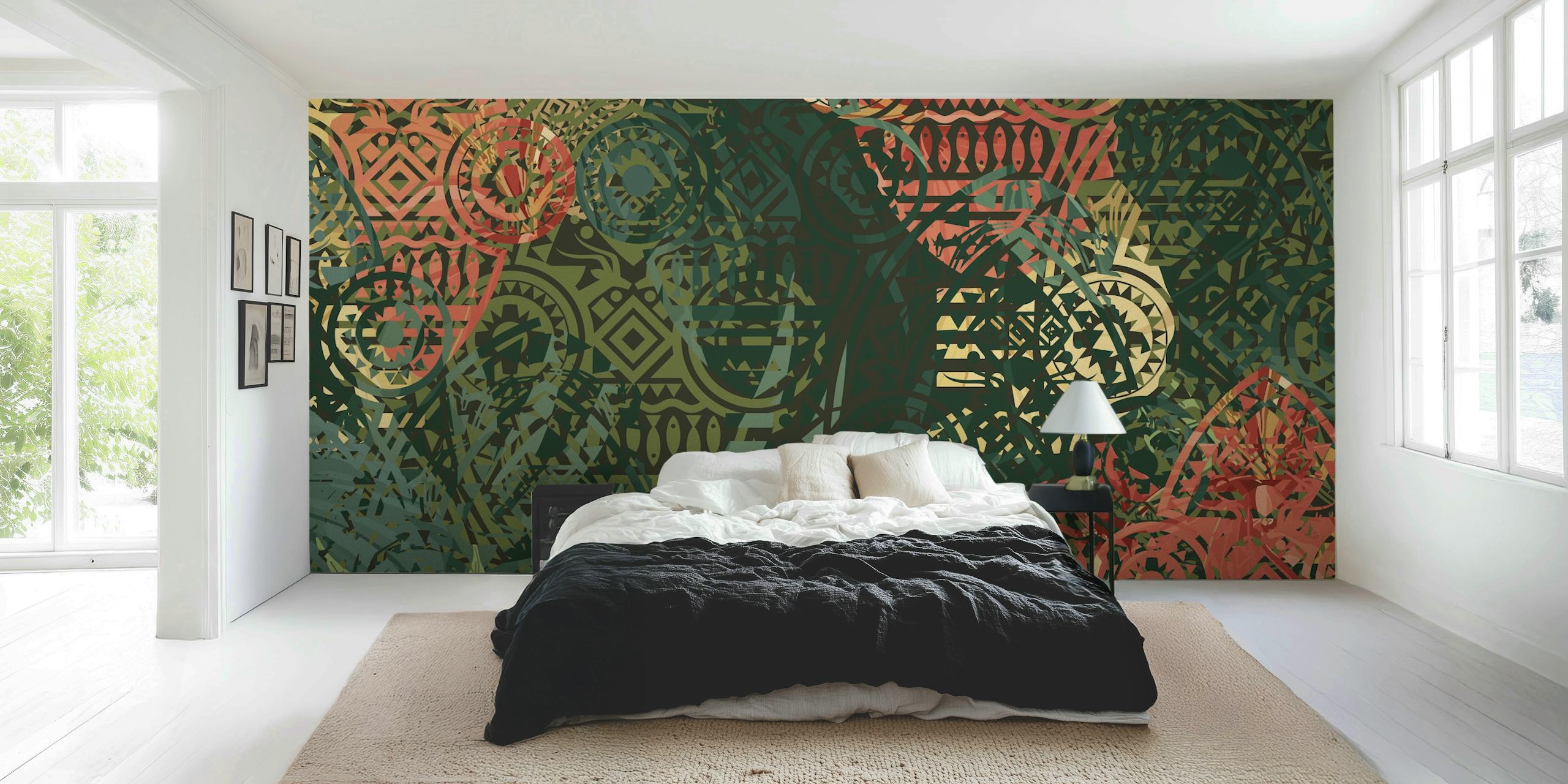 Papel de parede Luxury African Florest em um quarto