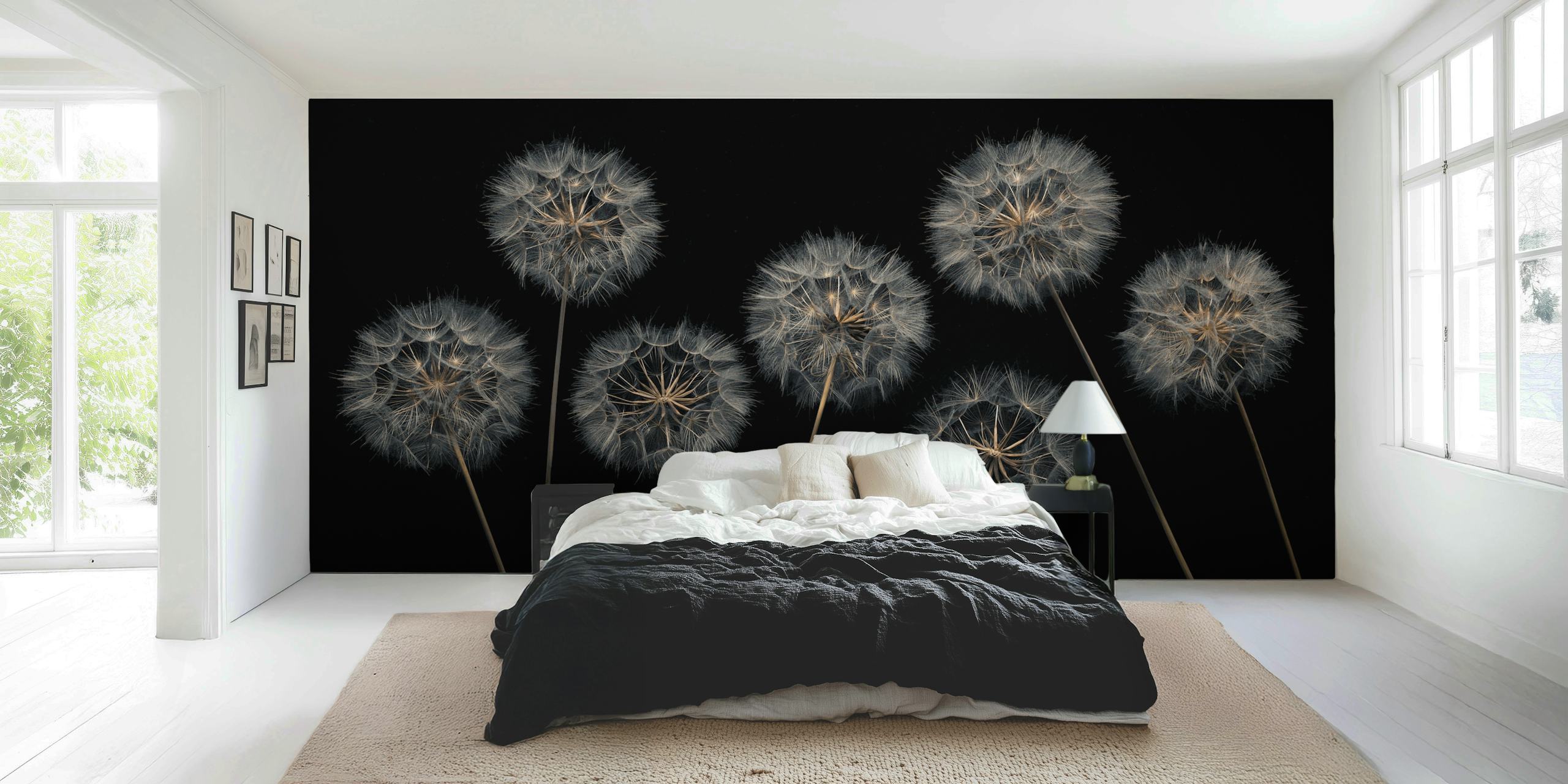 Dandelion flowers tapet i ett rum
