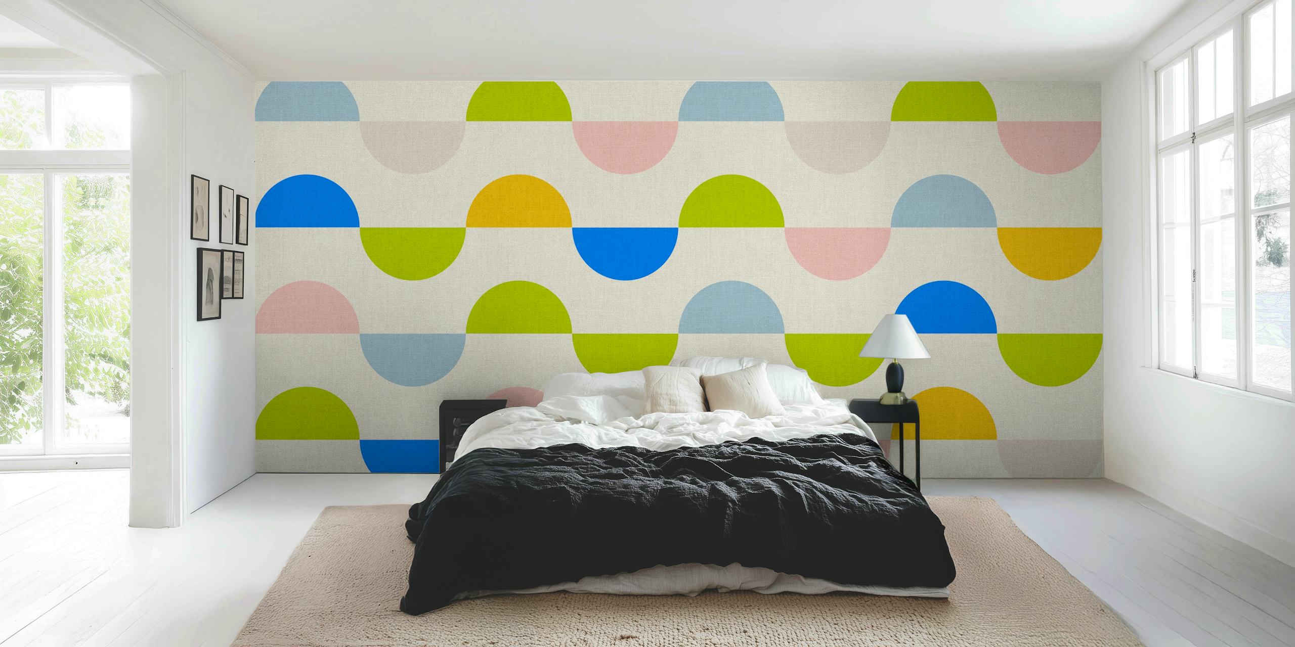 Papier peint coloré semicircles dans une pièce