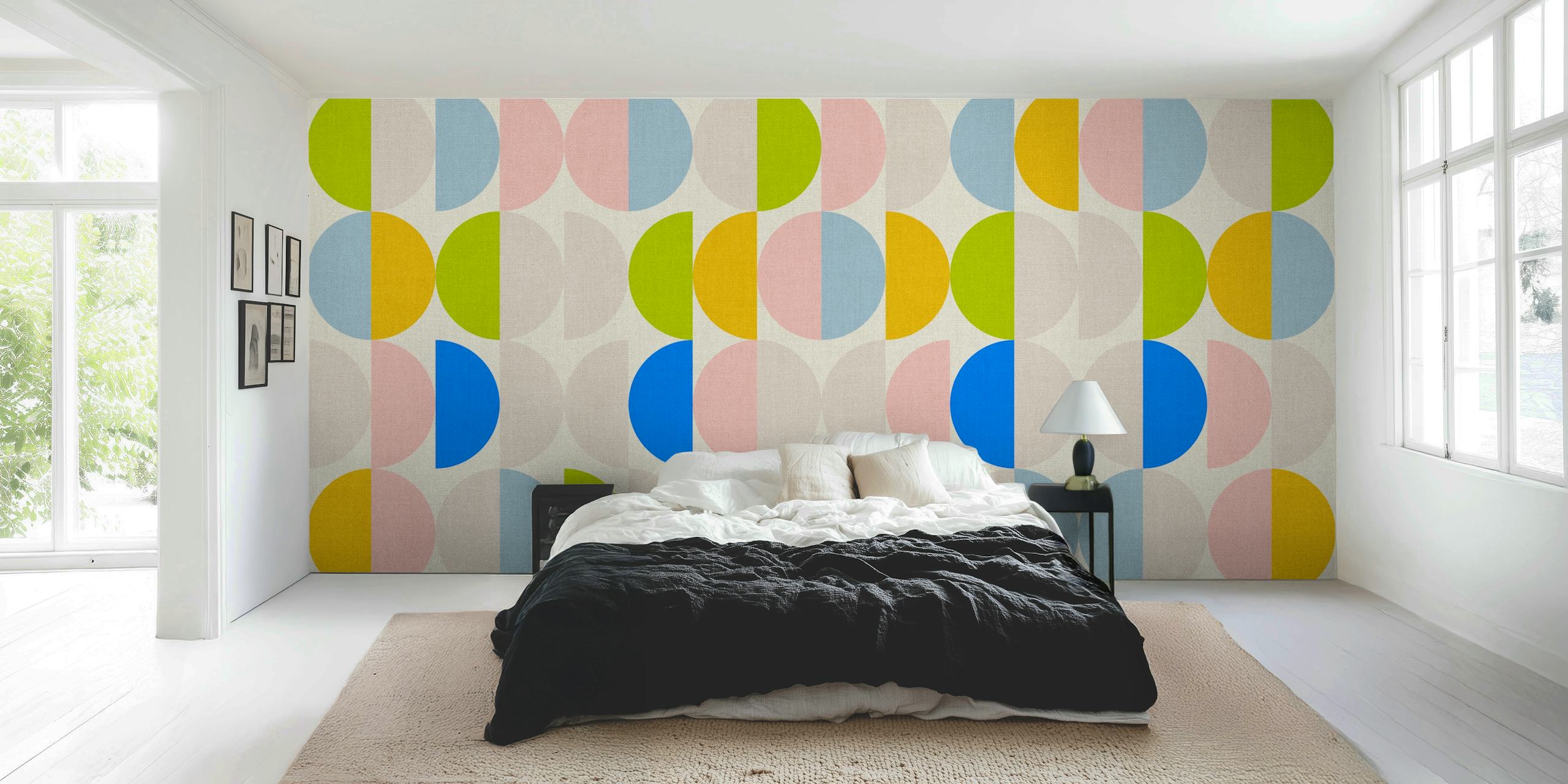Kolorowa semicircle tapeta w pokoju